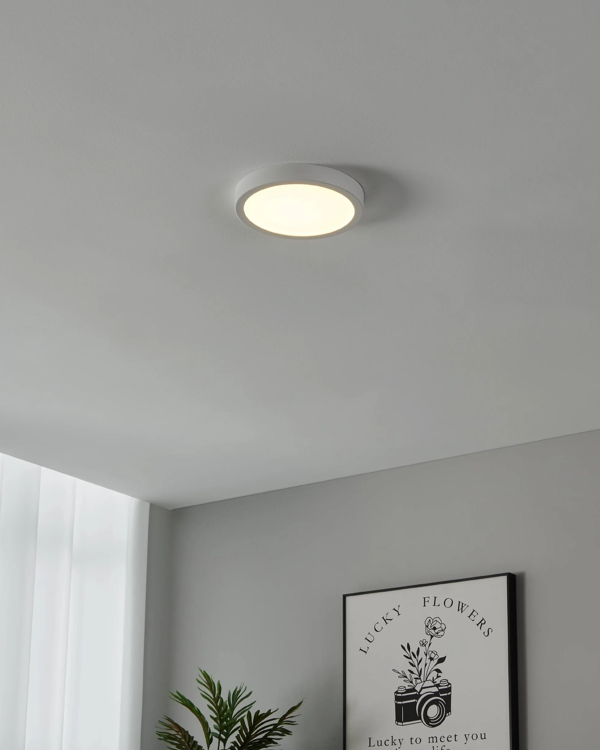 EGLO connect.z Smart Home łazienkowa lampa sufitowa LED Fueva-Z, Ø 21 cm, ZigBee, sterowanie aplikacją i głosem, regulacja barwy światła, ściemnianie, metalowa biała, IP44