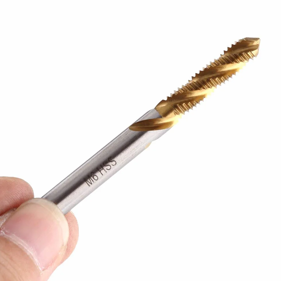 5 pcs Gewindebohrer Set Titan Beschichtet HSS Schraube Sechskantschaft Senker Werkzeuge Spiralnut Gewinde Schneiden Gewindebohrer M3 M4 M5 M6 M8 für Holz Kunststoff Dünnes Aluminium