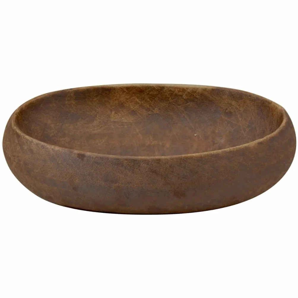 Umywalka nablatowa brązowa owalna z ceramiki 59 x 40 x 15 cm z otworem na kran 4,5 cm do łazienki dla gości, WC