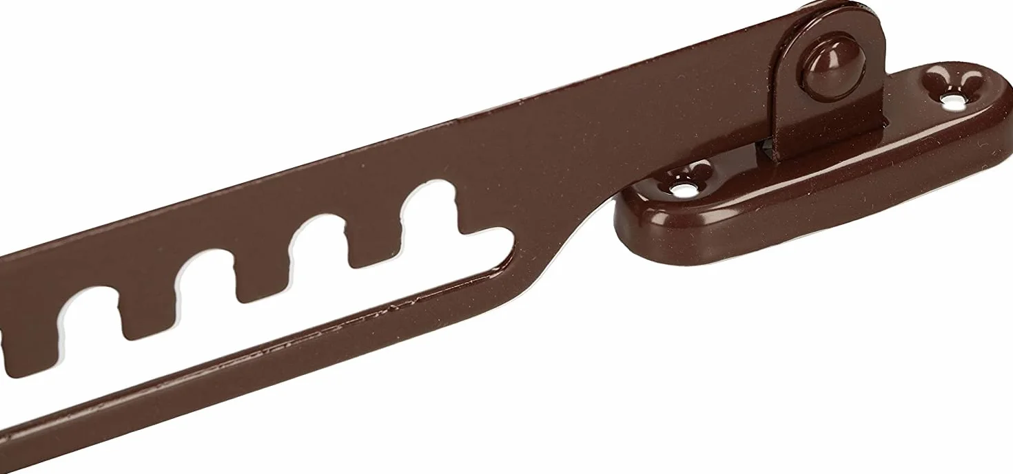 KOTARBAU® Zestaw 2 regulatorów przechyłu do okien, ochrona przed zatrzaśnięciem, rygiel okienny do regulacji otworu okiennego, stoper okienny, nożyce uchylne, kolor brązowy