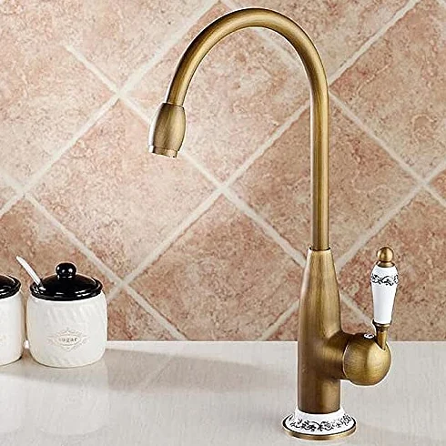 Faucet Bateria zlewozmywakowa do baru komercyjnego, baterie kuchenne, kran z mieszaczem z antycznego brązu z ceramicznym dźwigiem, kran zlewozmywakowy na zimno i na gorąco, miksery wody Faucet