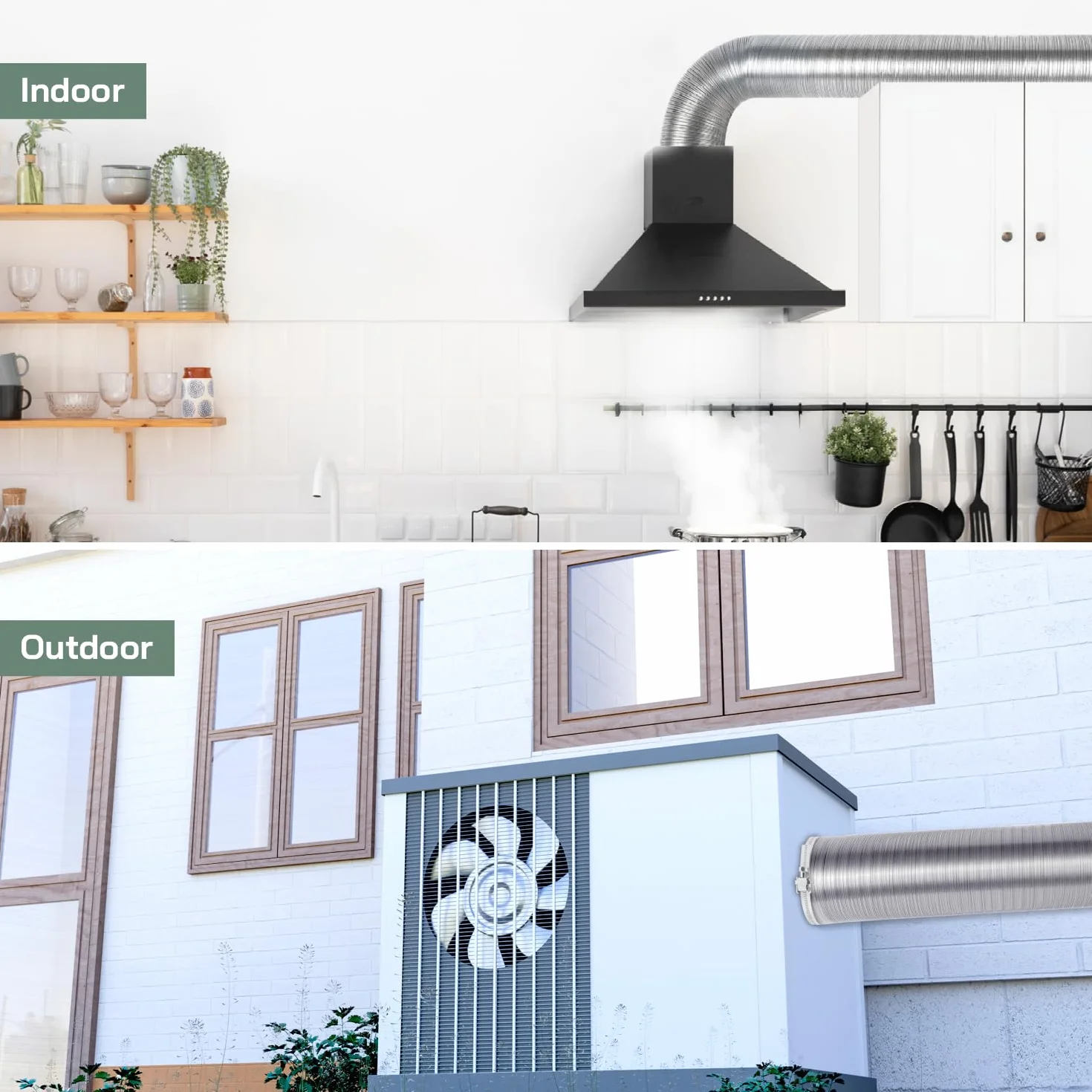 Vent Systems Elastyczna okrągła rura aluminiowa DN 120 mm x 1,5 m długości, wąż aluminiowy, elastyczny wąż, wąż powietrza wylotowego do ogrzewania i chłodzenia, klimatyzacji, suszarki, wentylatora