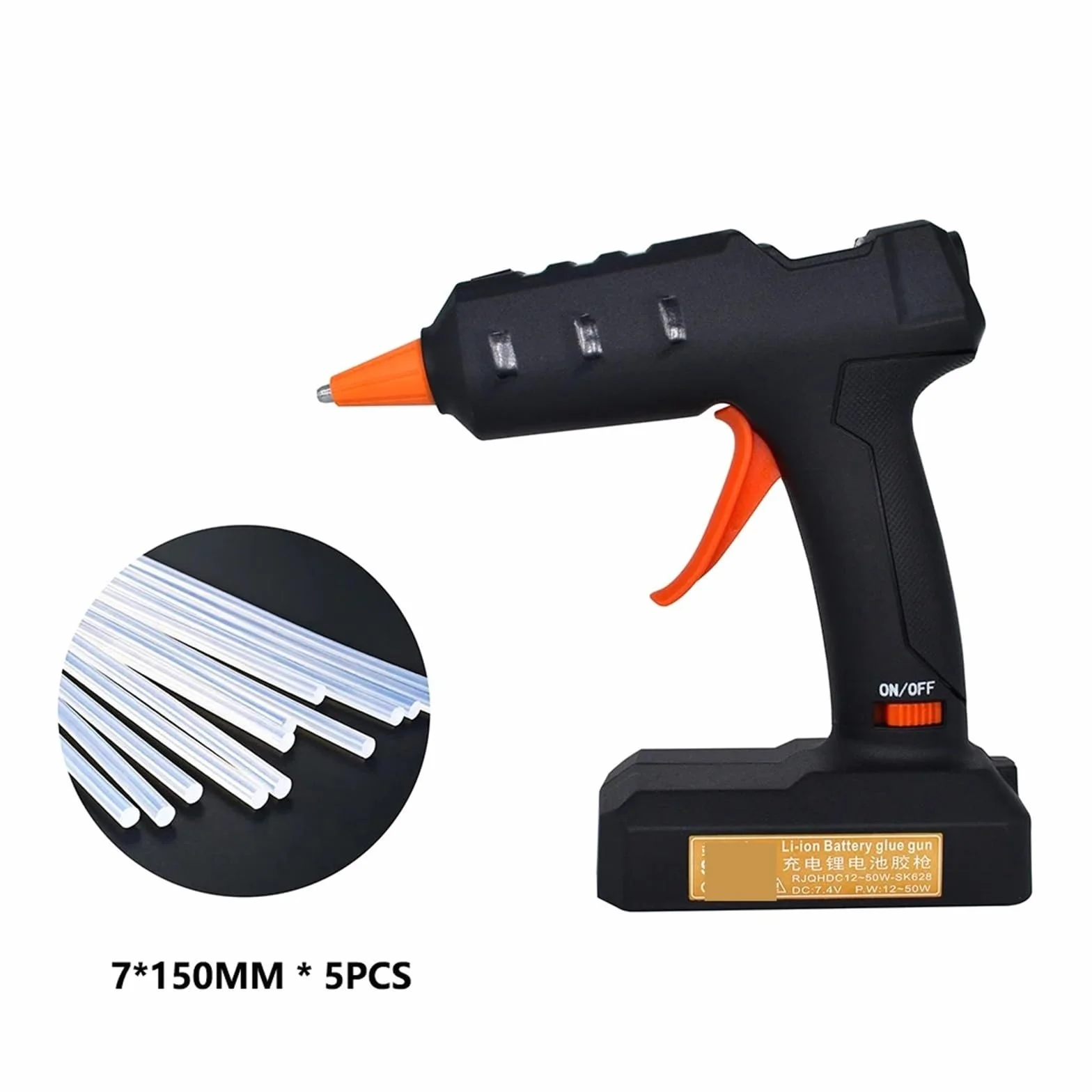 50W bezprzewodowy pistolet do klejenia na gorąco z baterią litową, domowa produkcja DIY, naprawa, klejenie, bezprzewodowy pistolet do klejenia na gorąco z 7 mm sztyftem klejowym Bezwysiłkowe tworzenie