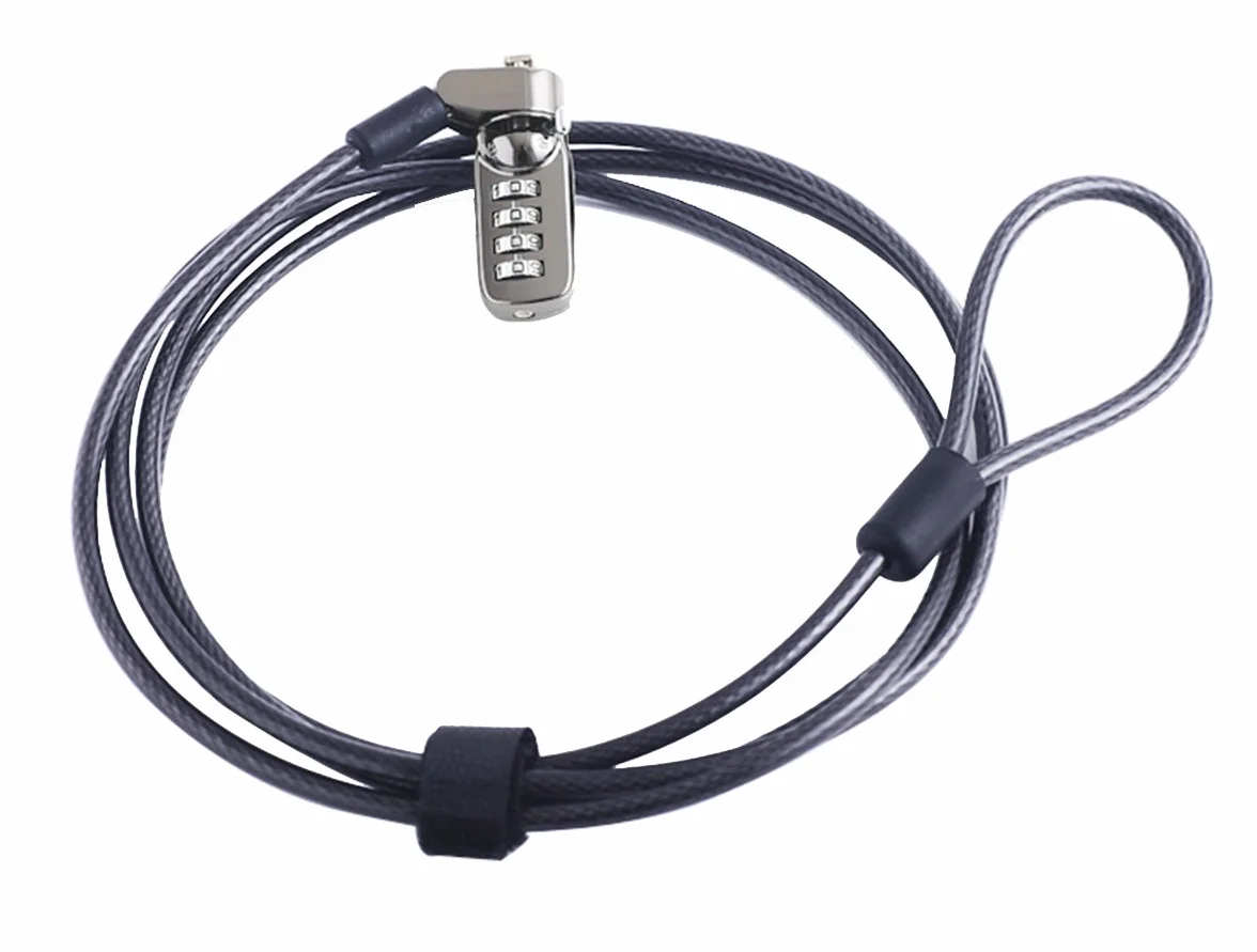 Kabel blokady bezpieczeństwa do notebooka, laptopa, komputera, monitora LCD, 2 m, czarny