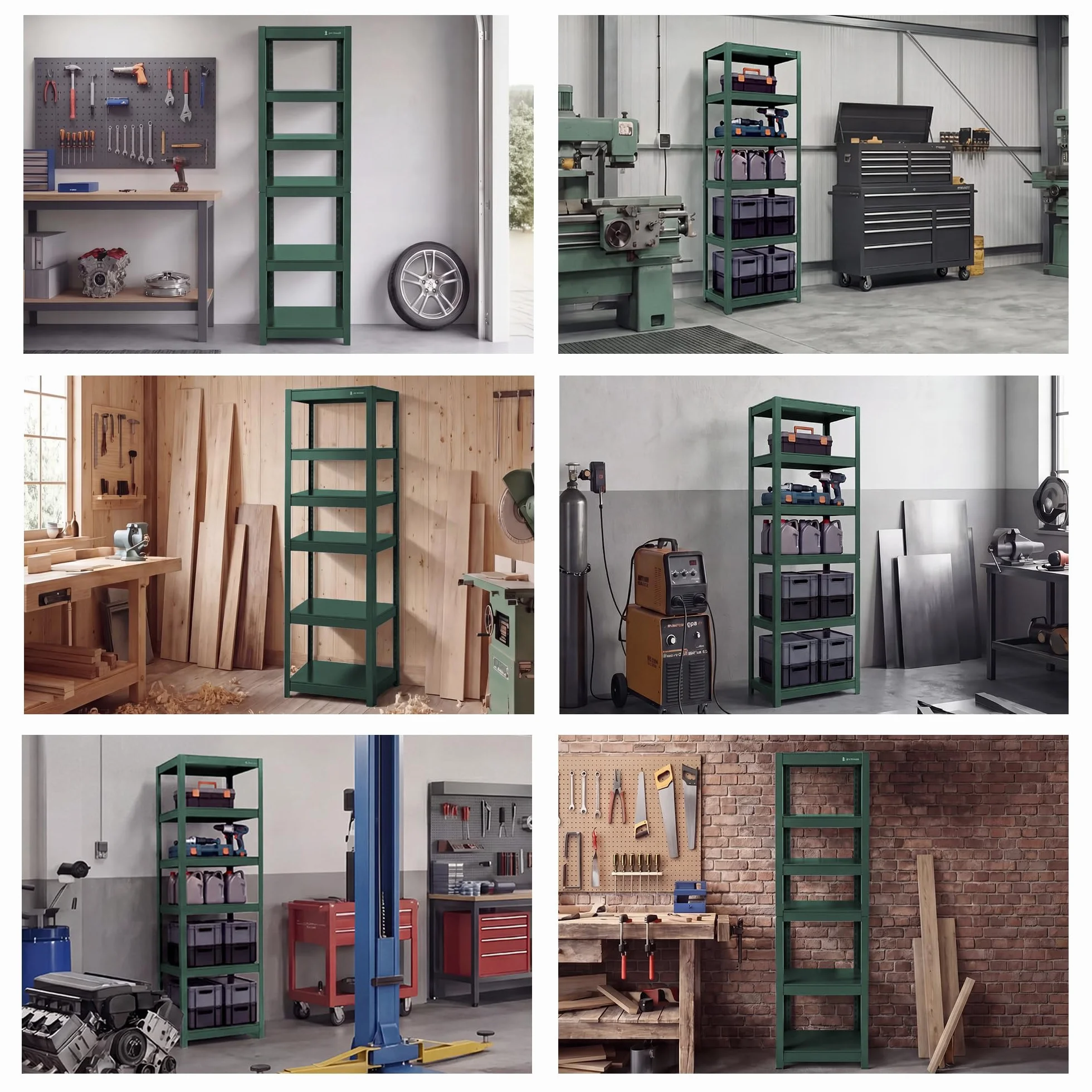 Jan Nowak Metalowy wąski 6 półek regulowanych 50 kg do półki, oszczędność miejsca, warsztat garażowy, magazyn, wytrzymała stal system wtykowy, 200 x 60 x 40 cm