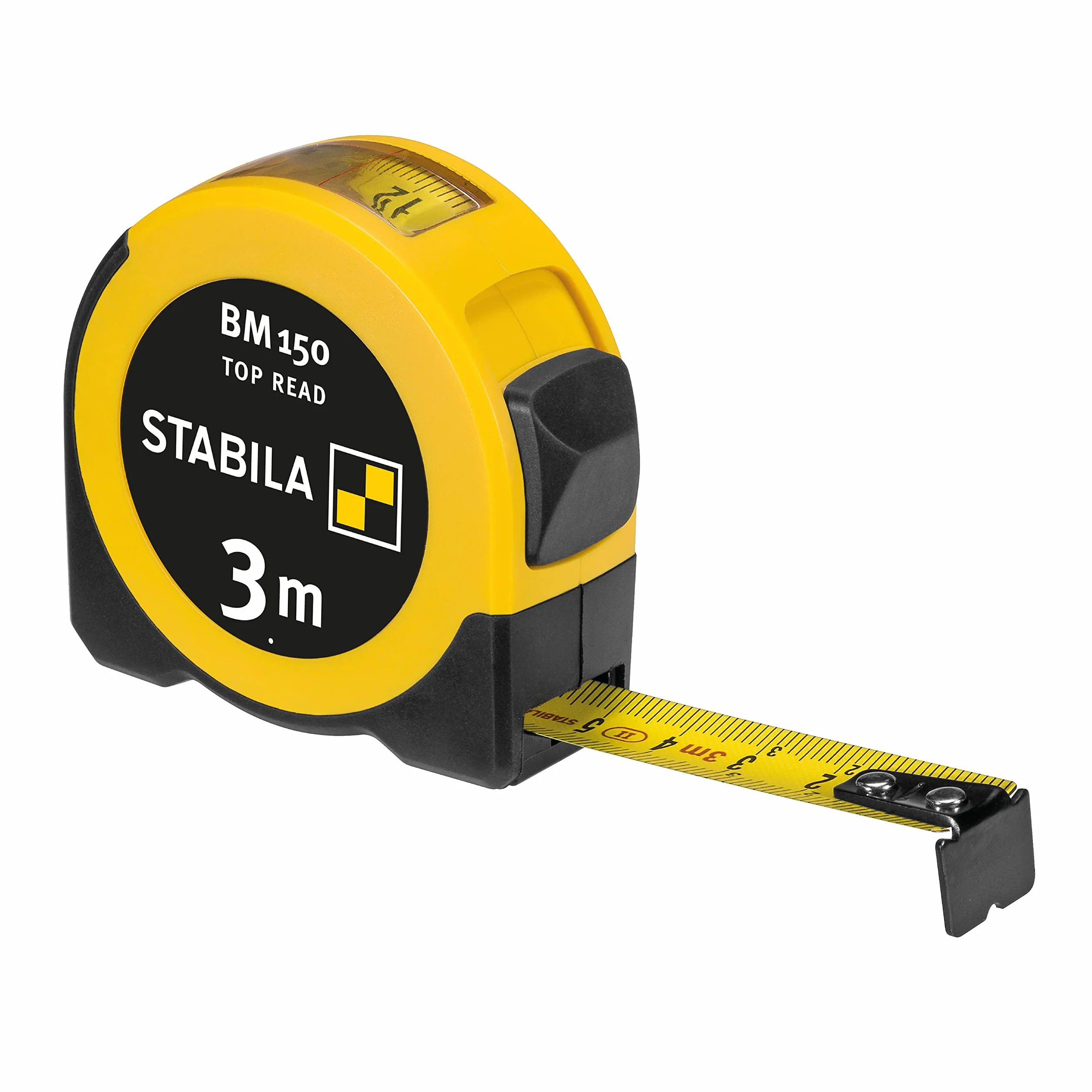STABILA BM 150, 3 m, taśma miernicza ze skalą metryczną, okienko do bezpośredniego odczytu, odporna na pękanie obudowa ABS, ruchomy hak początkowy, klips do paska, dokładność MID