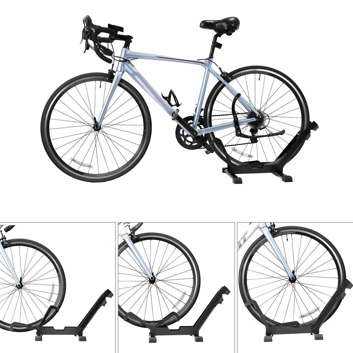 QWORK Wolnostojący stojak na rowery, składany uchwyt rowerowy 20-29 cali, do garażu i sklepu rowerowego