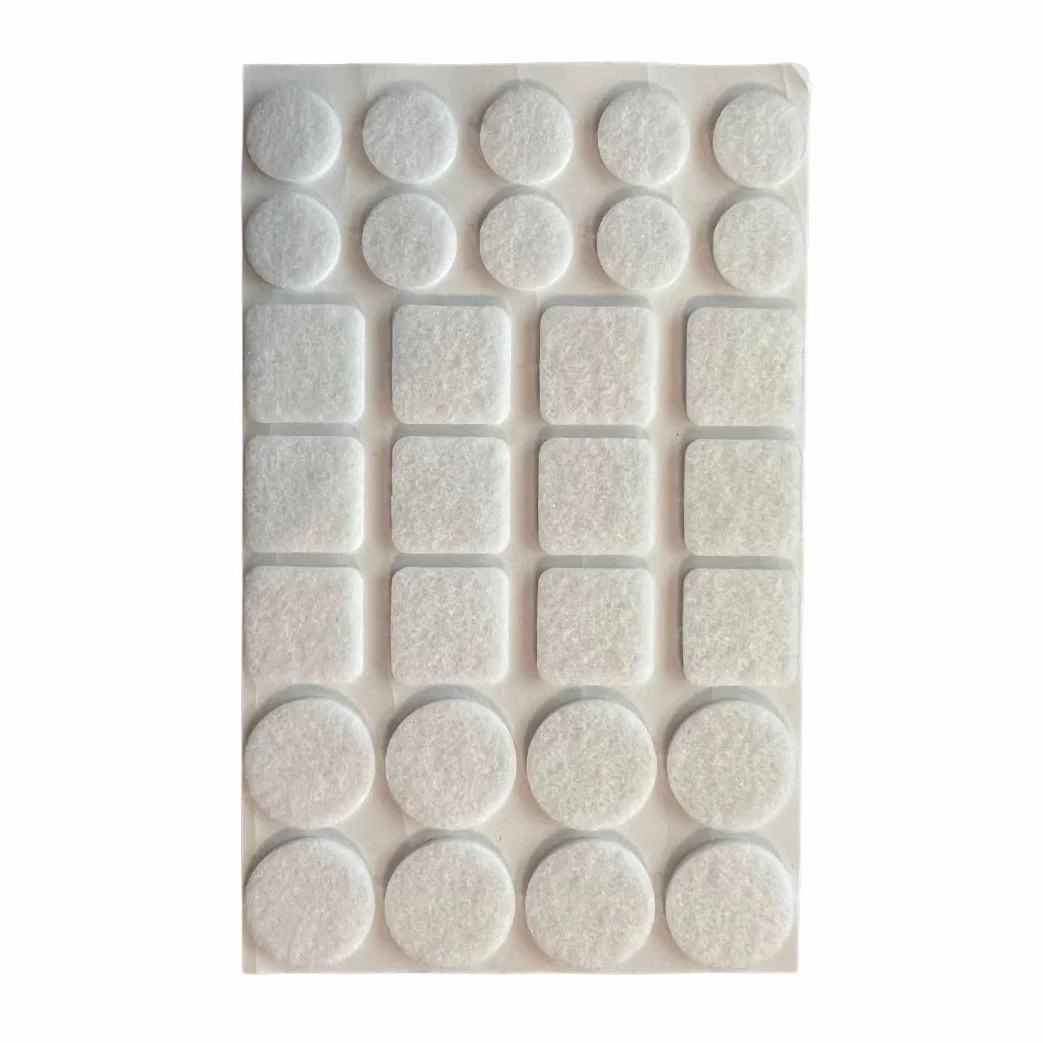 Samoprzylepne podkładki filcowe, białe, 60 sztuk w opakowaniu (16 x 28 mm, 20 x 20 mm, 24 x 25 x 25 mm), odporne na zarysowania, tłumiące dźwięk i ochrona podłogi do mebli