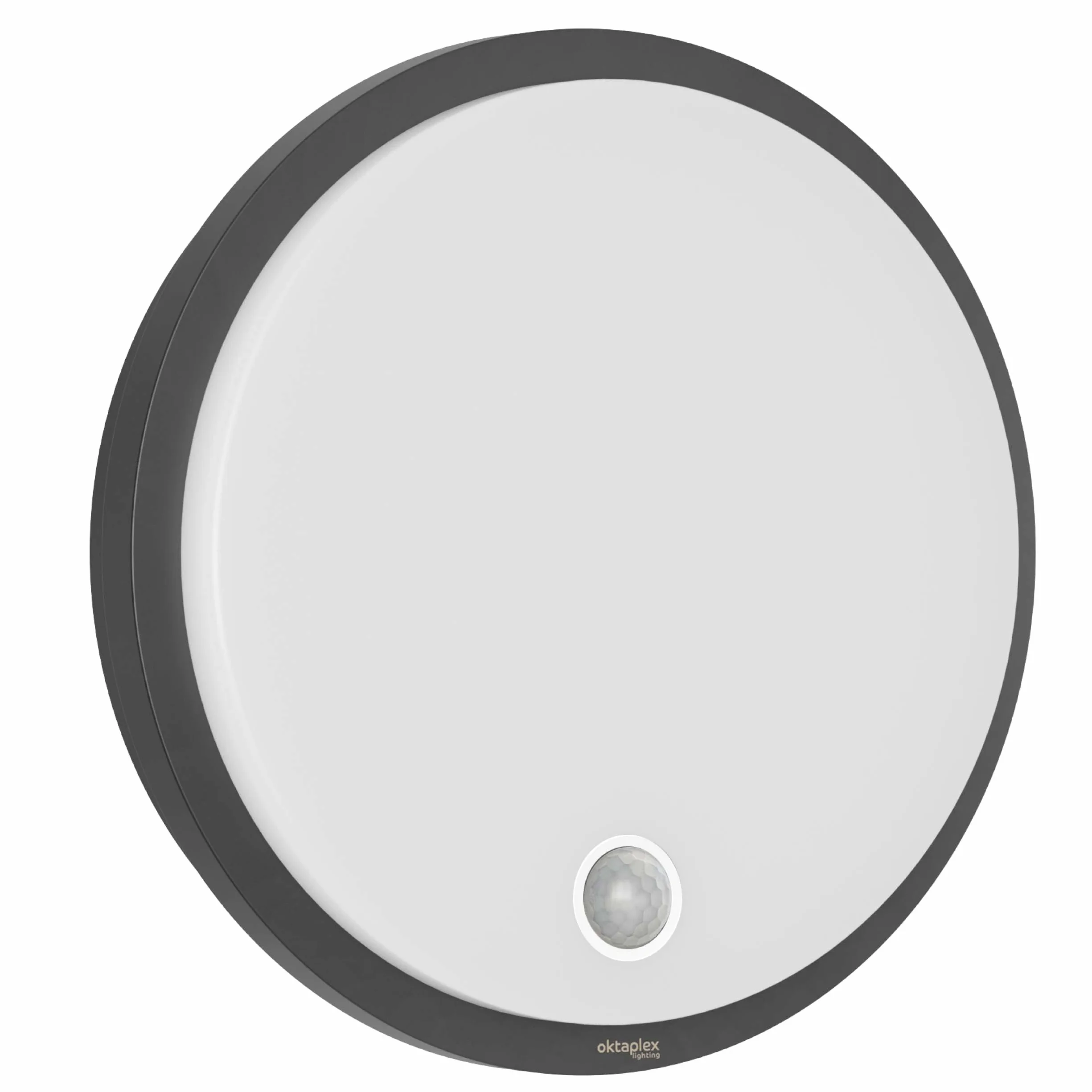 Oktaplex Plato lampa zewnętrzna z czujnikiem ruchu 3000K ciepła biel i przełącznik światła ciągłego 1010lm lampa ścienna LED IP65 okrągła antracytowa 10,5W 230V