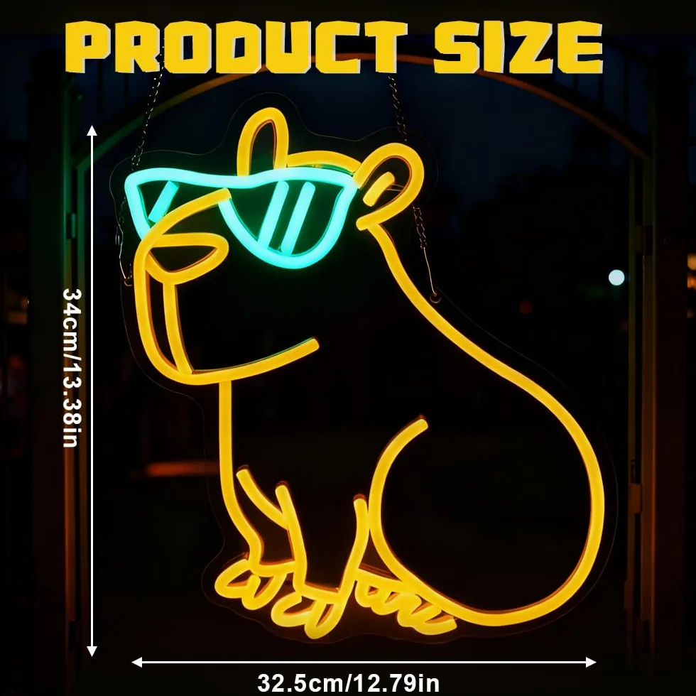 Neon LED Kapibara panel świetlny ze ściemniaczem USB dekoracja ścienna