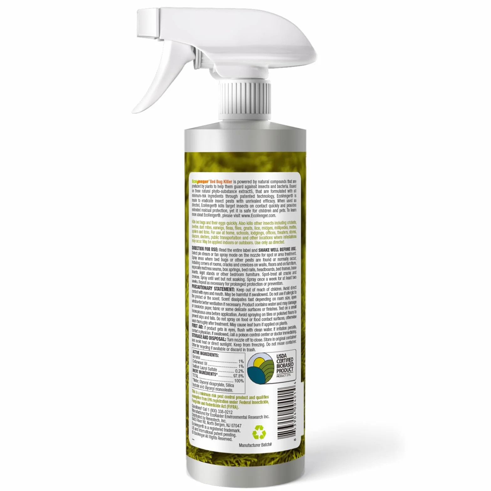 EcoRaider naturalny spray na owady (480 ml), 100% szybka eliminacja + eliminuje jaja i odporne owady, zaawansowana ochrona resztkowa, nietoksyczny + bezpieczny dla dzieci i zwierząt