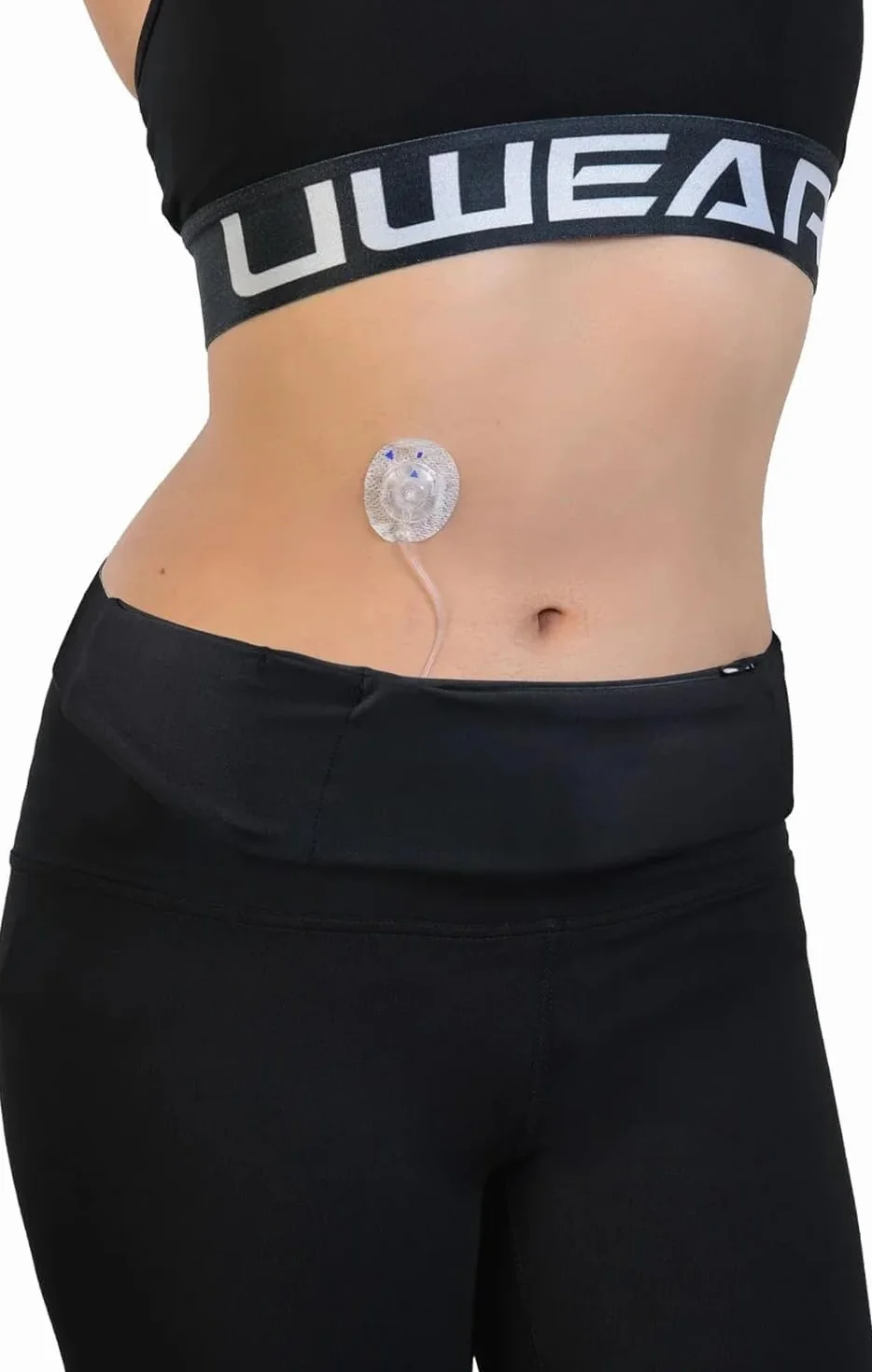 Pas do pompy insulinowej Dia-Belly Belt z kieszenią na zamek i otworami na rurki M/L 70-120 cm