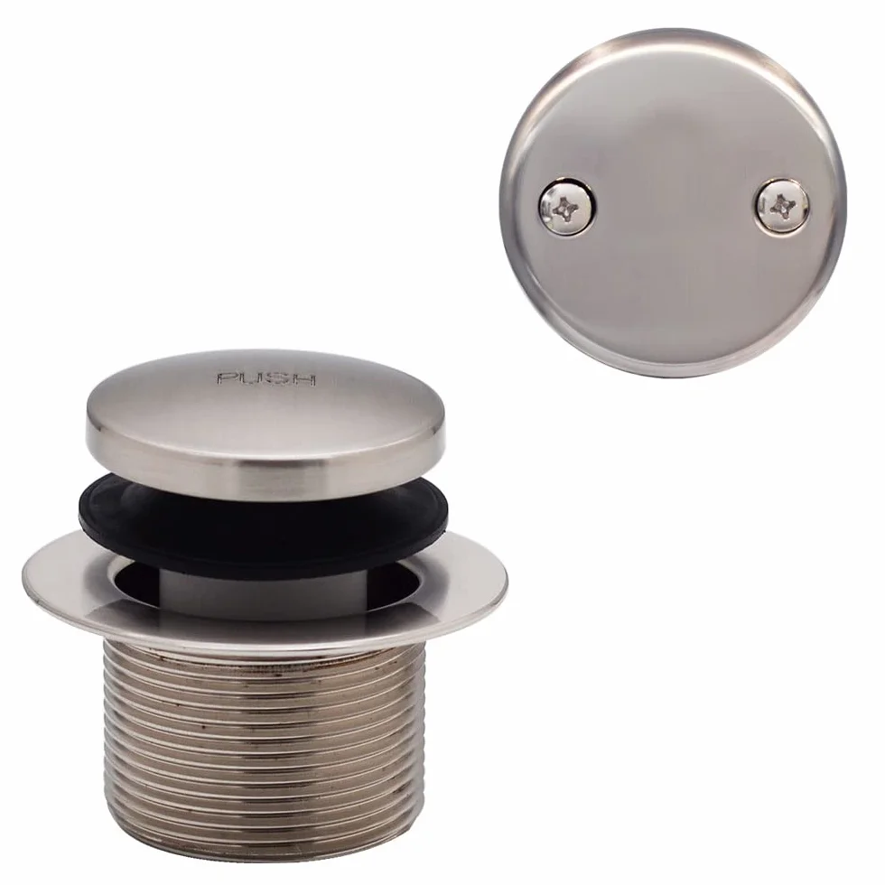 Westbrass 35,5 cm 17 Gauge mosiężny odpływ odpływowy i przelewowy z 2-otworową płytką czołową, satynowy nikiel, D325-07