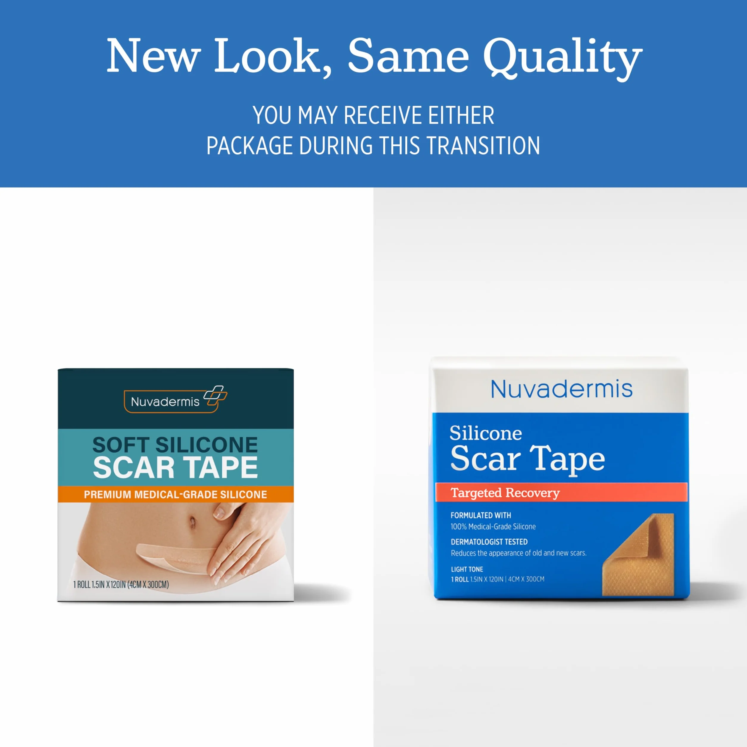 NUVADERMIS Silicone Scar Sheets for Surgical Scars, C-Section, Keloid – Medical Grade Silicone Tape, Reusable
