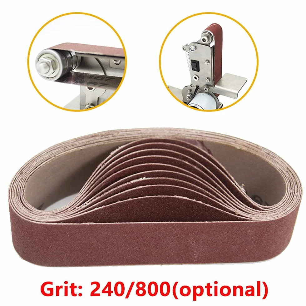 Taśmy szlifierskie, Zestaw 10 ściernych pasów szlifierskich 30x330mm Czerwony, ziarnistość 240/800, do szlifierek Power Rotary Tools(Type 1)