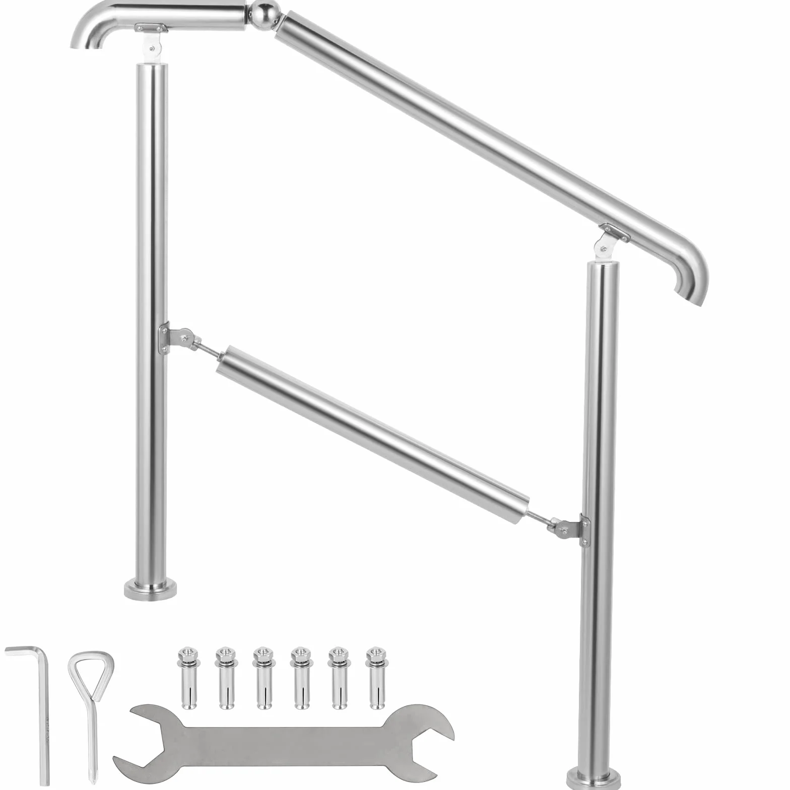 Happybuy Poręcz do schodów zewnętrznych, poręcz zewnętrzna, regulowana poręcz schodowa ze stali nierdzewnej, pogrubione balustrady schodowe do balustrady werandy, poręczy pokładowej