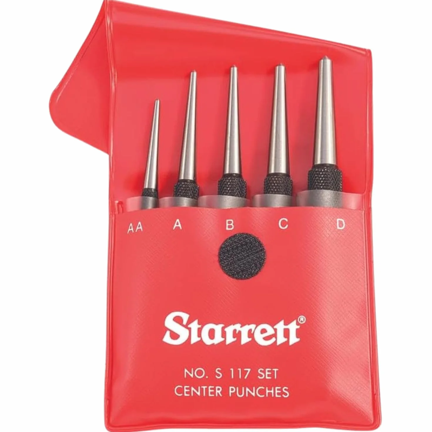 Starrett S117PC zestaw wykrawaczy środkowych, 1/16", 5/64", 3/32", 1/8", 5/32", w plastikowej obudowie