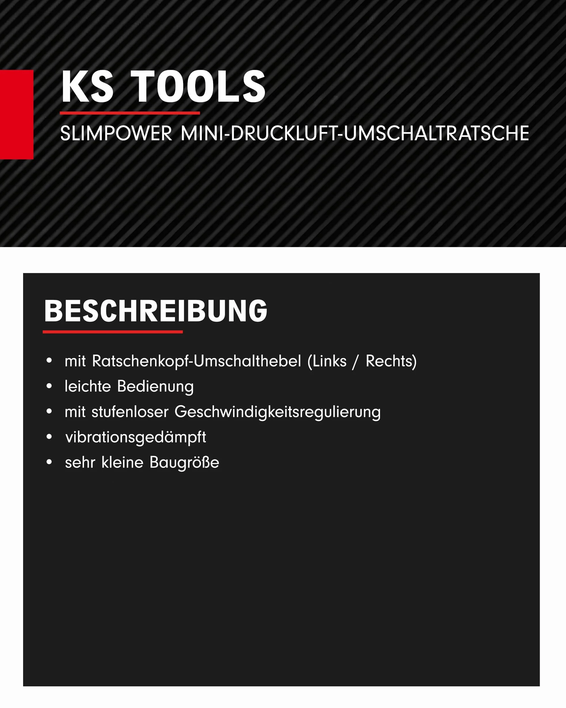 KS Tools 515.5510 3/8" SlimPOWER Grzechotka pneumatyczna MINI 30Nm