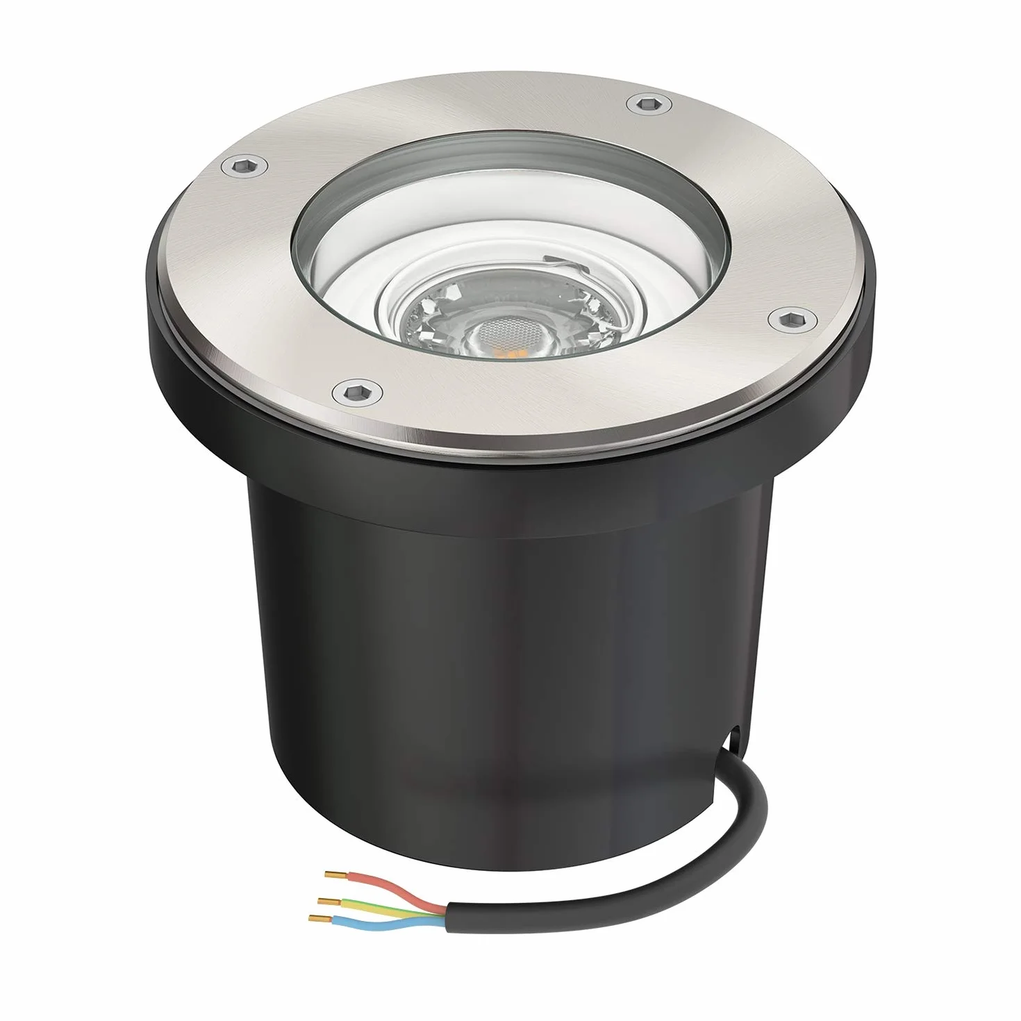 ledscom.de BOFU Oprawa wpuszczana w ziemię stal nierdzewna okrągła IP67 150mm Ø lampa LED 5,473W 468lm 30° ciepła biel