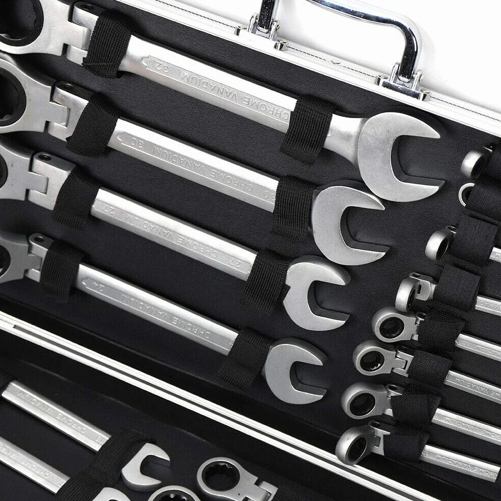 22-częściowy zestaw elastycznych kluczy oczkowych z grzechotką 6-32 mm, klucz oczkowy, klucz płaski, klucz płaski, klucze płaskie, klucze płaskie, klucze płaskie, klucze przegubowe