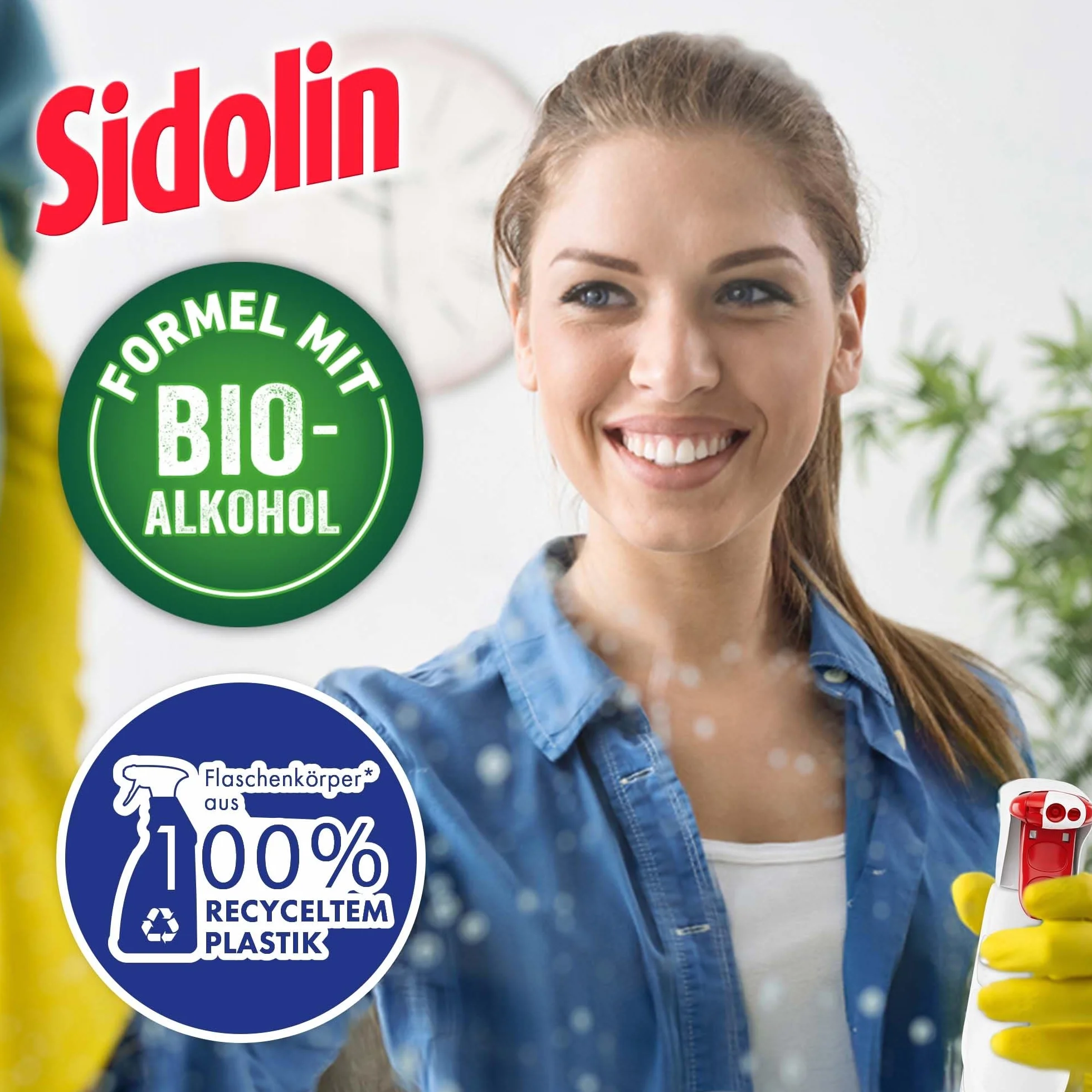 Sidolin Cristal, płyn do czyszczenia szkła (500 ml), butelka z rozpylaczem, zapewnia doskonały połysk i zapobiega mikropęknięciom