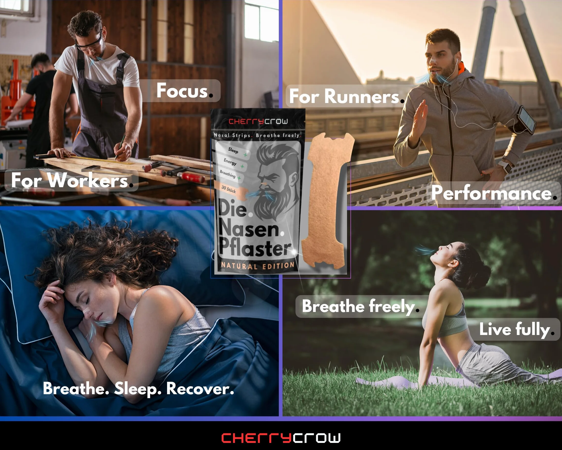 Plastry na nos (30 sztuk) naturalne oddychanie lepszy sen