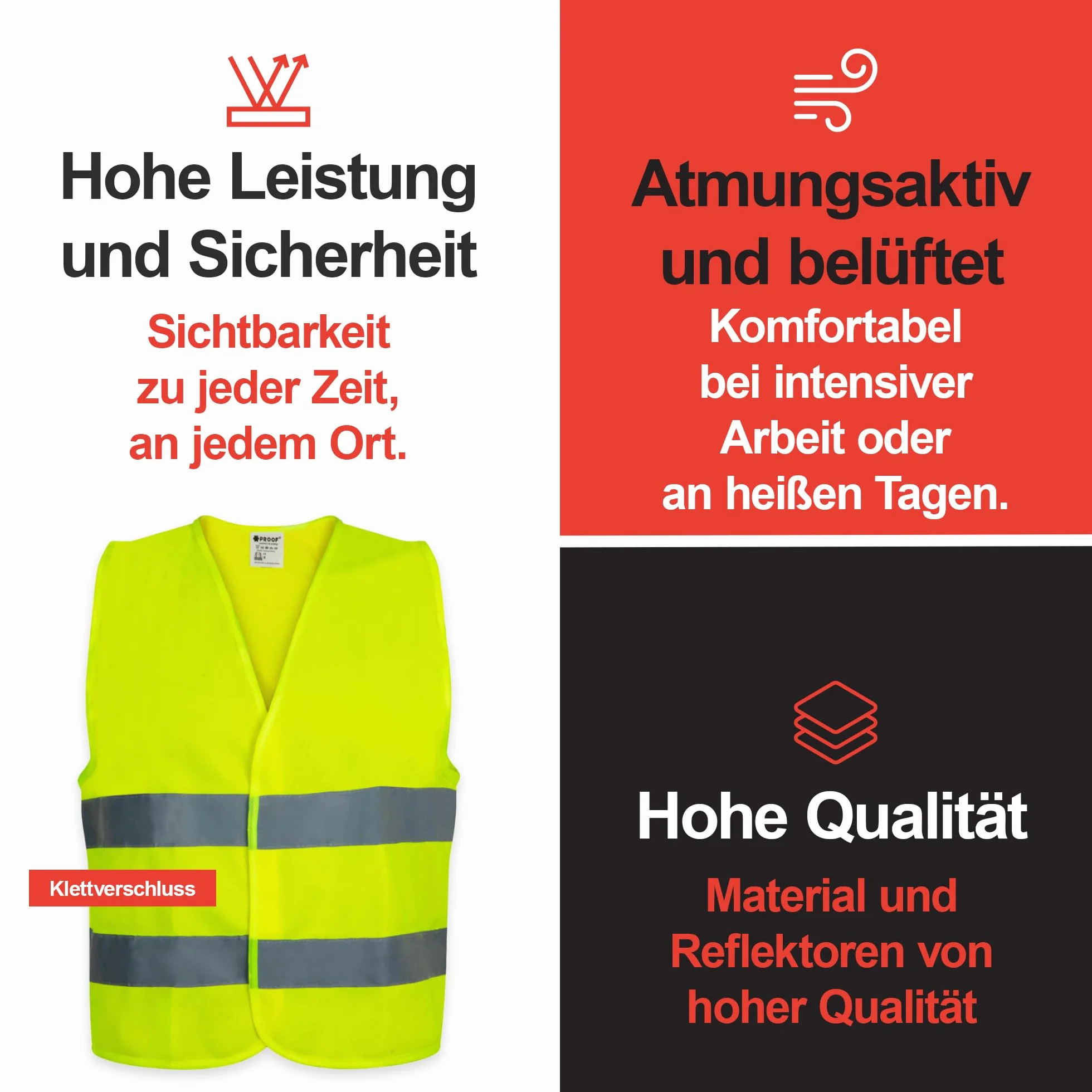 PROOF COMFORT & SAFETY Kamizelka odblaskowa, 1 szt., jasnożółty S - XXXL