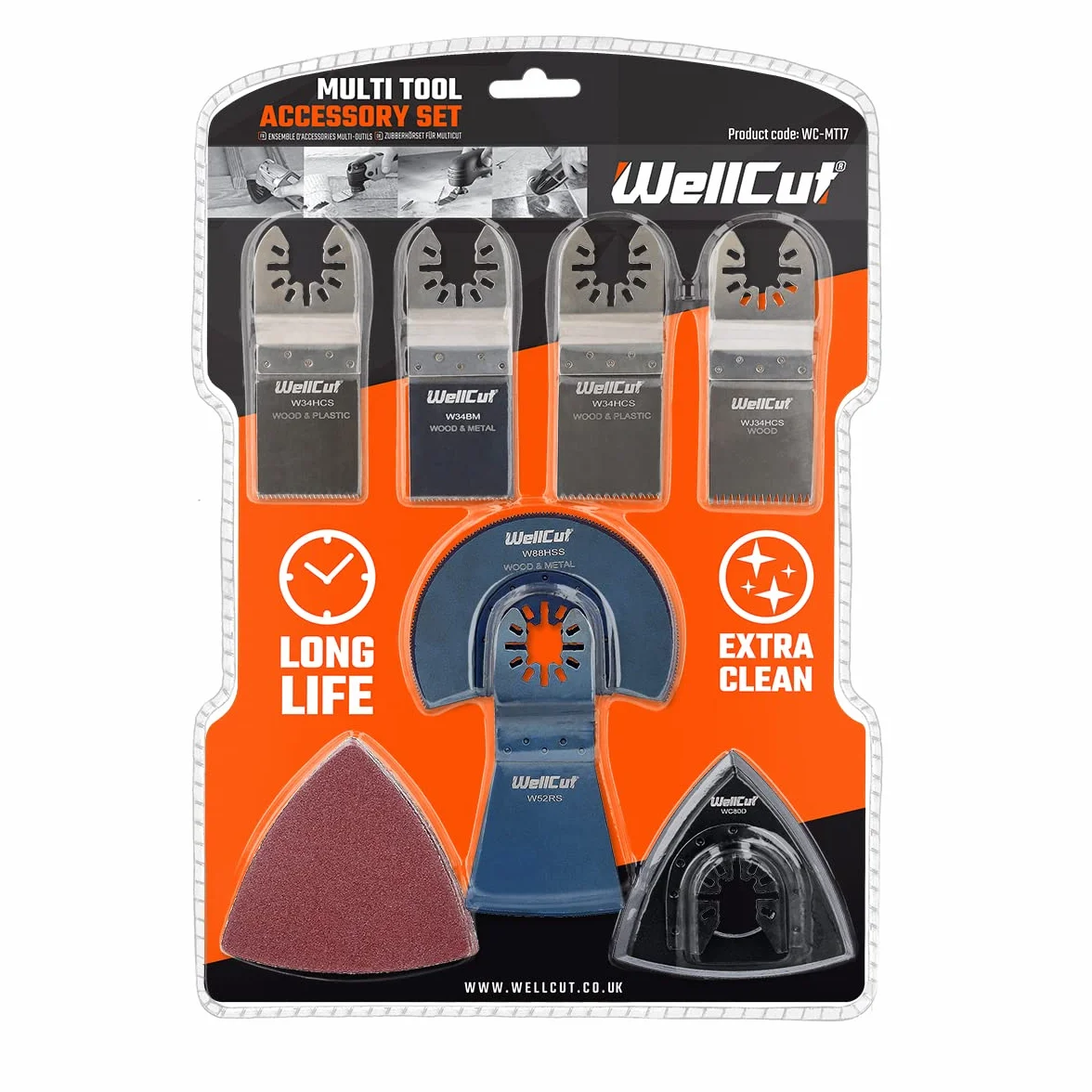WELLCUT WC-MT17 zestaw akcesoriów wielofunkcyjnych 17-częściowy do wielofunkcyjnych narzędzi wielofunkcyjnych