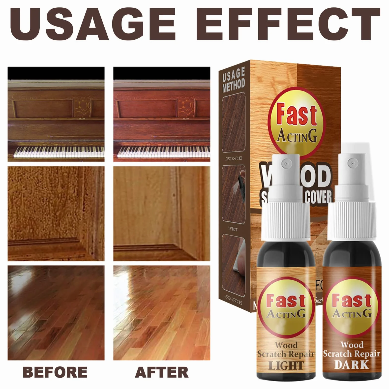 Usuwanie zarysowań z parkietu, Wood Floor Scratch Remover, 2 sztuki zestaw do usuwania zarysowań, szybko działający środek do polerowania mebli do wykańczania drewnianych stołów/łóżek/podłóg