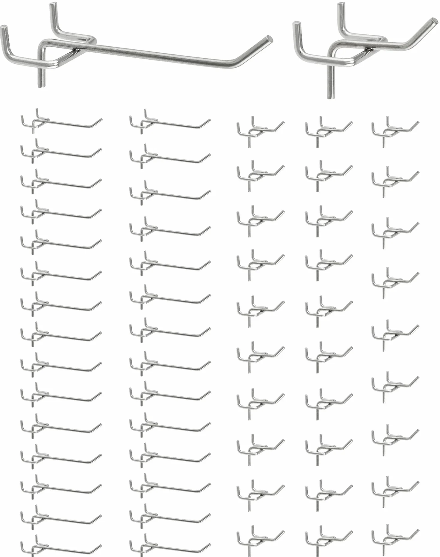 QWORK® 60szt. Perforowane haki ścienne, haki do tablic perforowanych, haki ścienne na narzędzia do wyświetlaczy sprzedażowych (5cm, 10cm)
