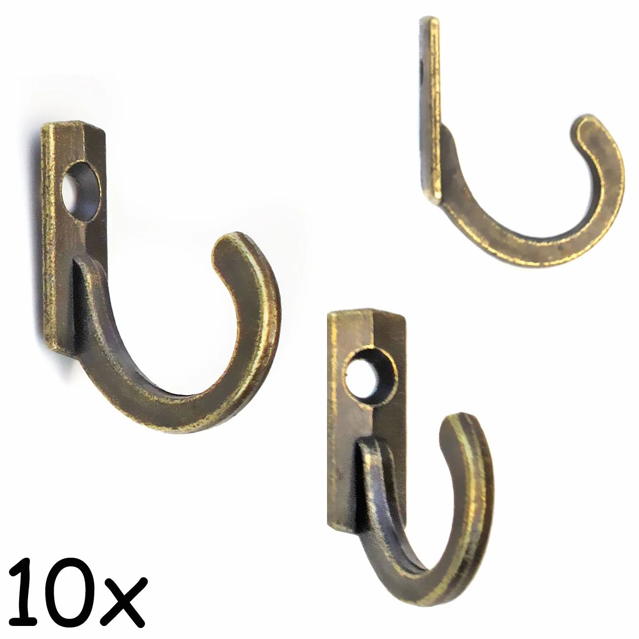 Fuxxer 10 x haczyki na zdjęcia, żelazne haczyki, metalowe haczyki, antyczny mosiądz brązowy design, 23 mm