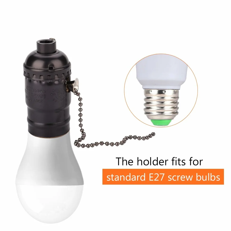 VIFER Oprawa E27 w stylu vintage, uchwyt, adapter z łańcuchem, oprawka sufitowa, cokół na ścianę, stół, lampa, akcesoria DIY