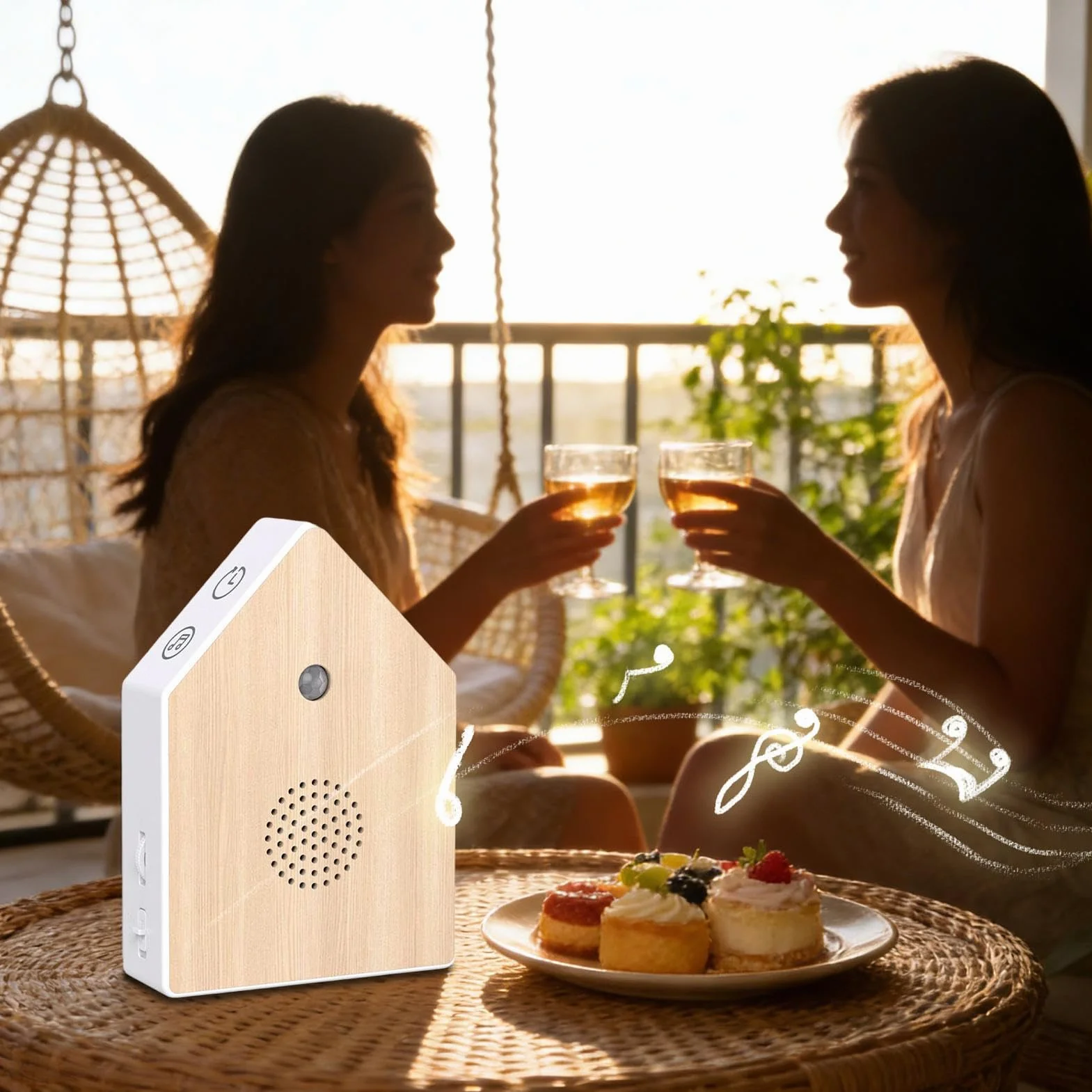 Sound Machine for Sleep – głośnik relaksacyjny z czujnikiem ruchu, pudełko do śpiewania ptaków z 4 dźwiękami do wyboru i regulowaną głośnością, kompaktowy głośnik ABS do domu, biura, hotelu, toalety