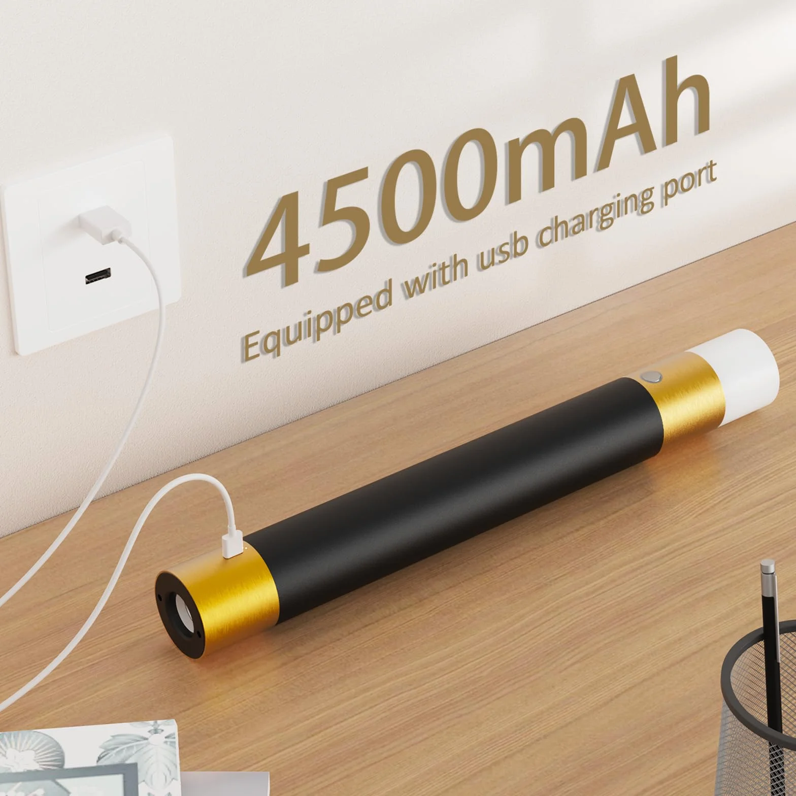 ACMHNC Bezprzewodowa lampa wisząca, lampa do sypialni, lampa wisząca LED 5 W, bateria 4500 mAh, możliwość ściemniania, regulowana wysokość 190 cm, średnica 4 x 33 cm