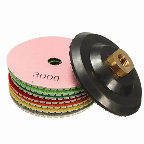 KingLan 8 szt. 4 cale pady polerskie zestaw 50-3000 Grit 100 mm Dry Diamond pad polerski z Backer