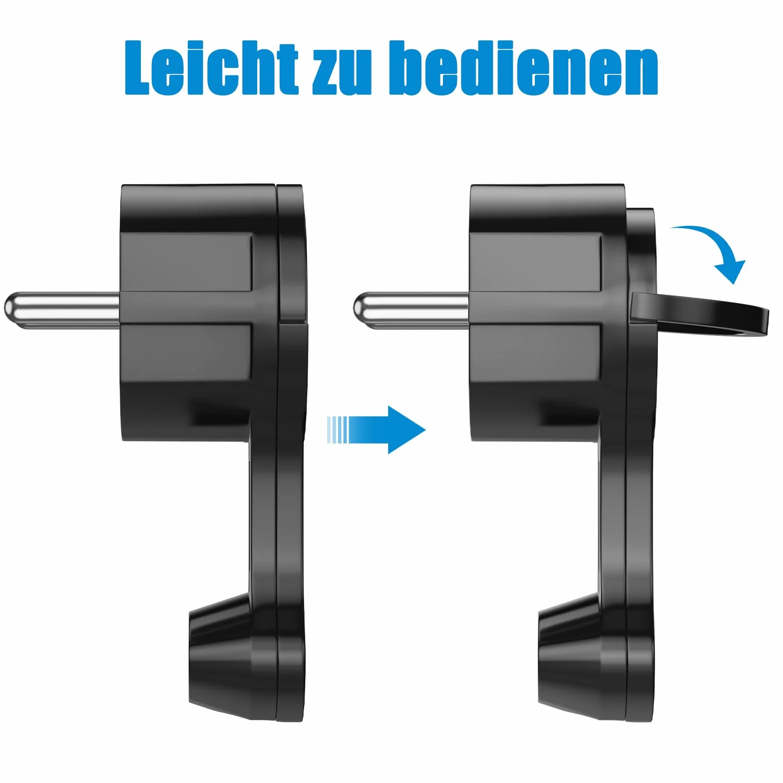 Elektryczna wtyczka Schuko, ekstra płaska wtyczka uziemiająca ze składanym uchwytem, 250 V, 16 A, do kabli do 3 x 1,5 mm², wtyczka płaska, wtyczka euro, czarna, 2 sztuki