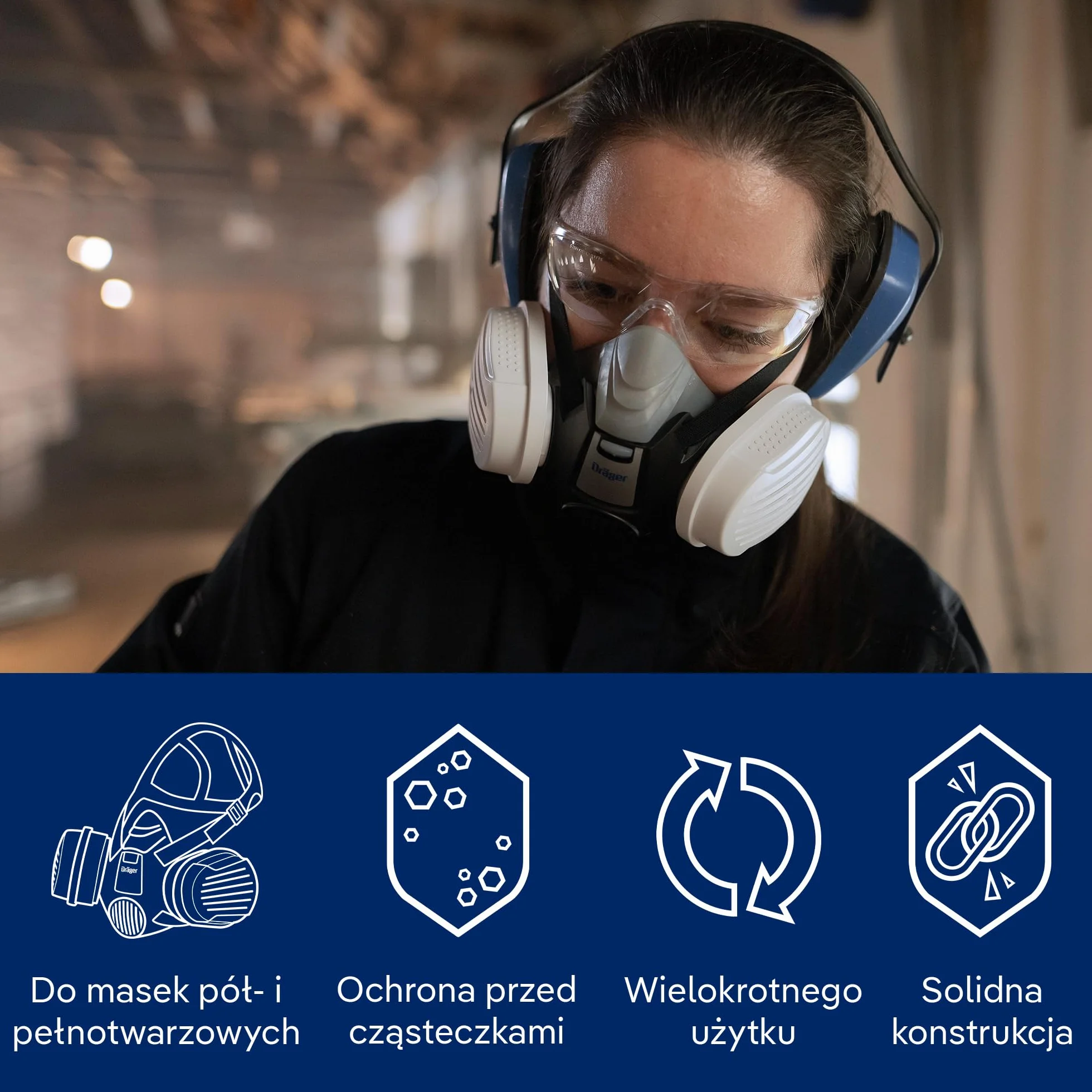 Dräger X-plore bagnetowy filtr cząstek stałych P3 z obudową na aerozole/cząstki | 3 pary | filtr zamienny do pełnych i półmasek X-plore 3300, 3500 i 5500