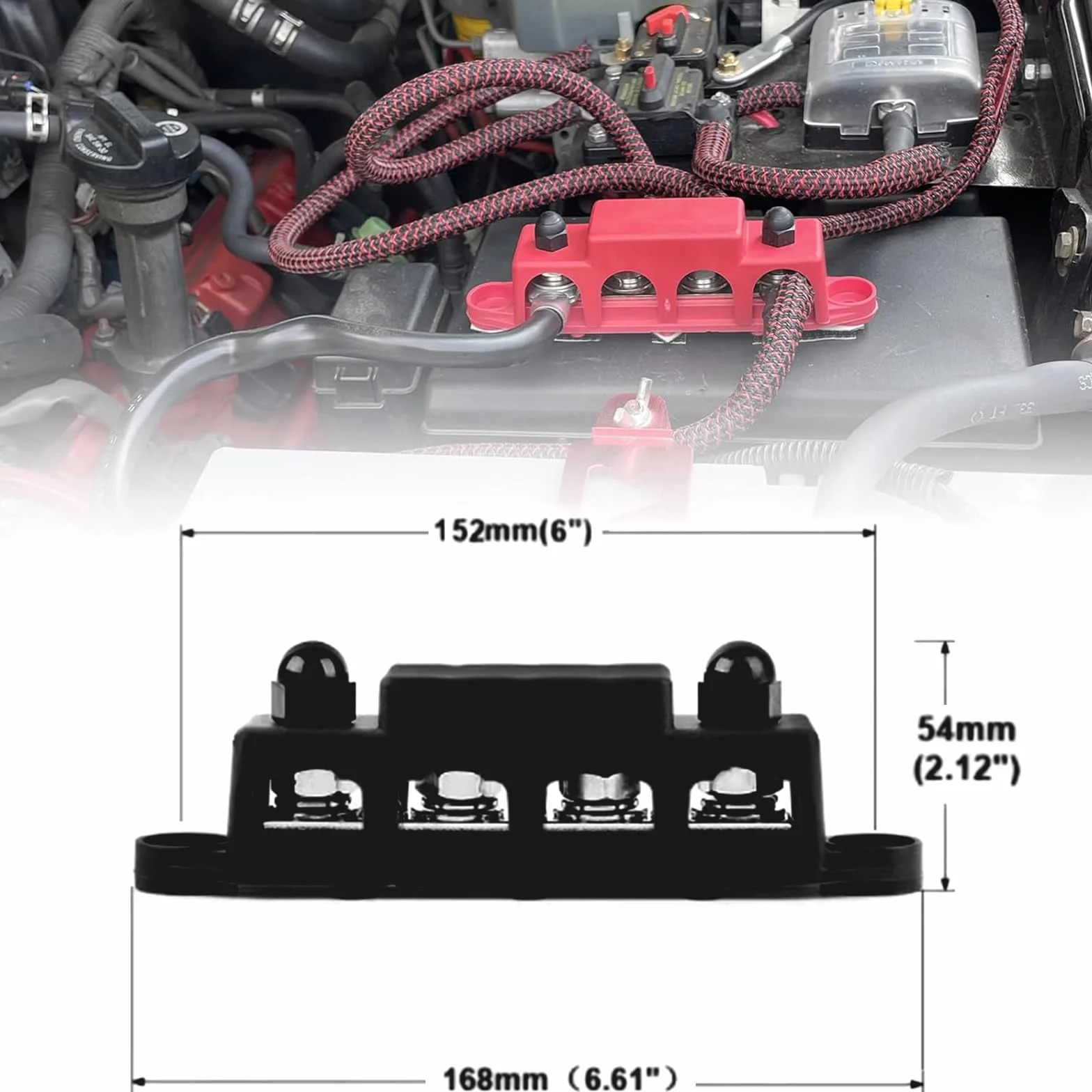 BusBar Box 250 A 12 V Szyna Zbiorcza 2 sztuki z 4 bolcami M8 Rozdzielacz Prądu