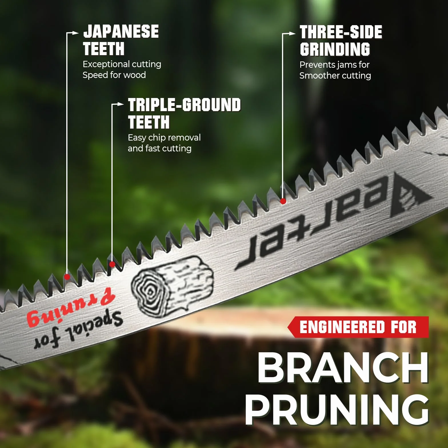 380 mm (380 mm) brzeszczoty do pił szablastych japońskie zęby 3 szt., 6TPI Cr-V brzeszczoty do pił wzajemnych do drzew z potrójnie szlifowanymi zębami, zakrzywione brzeszczoty do cięcia i