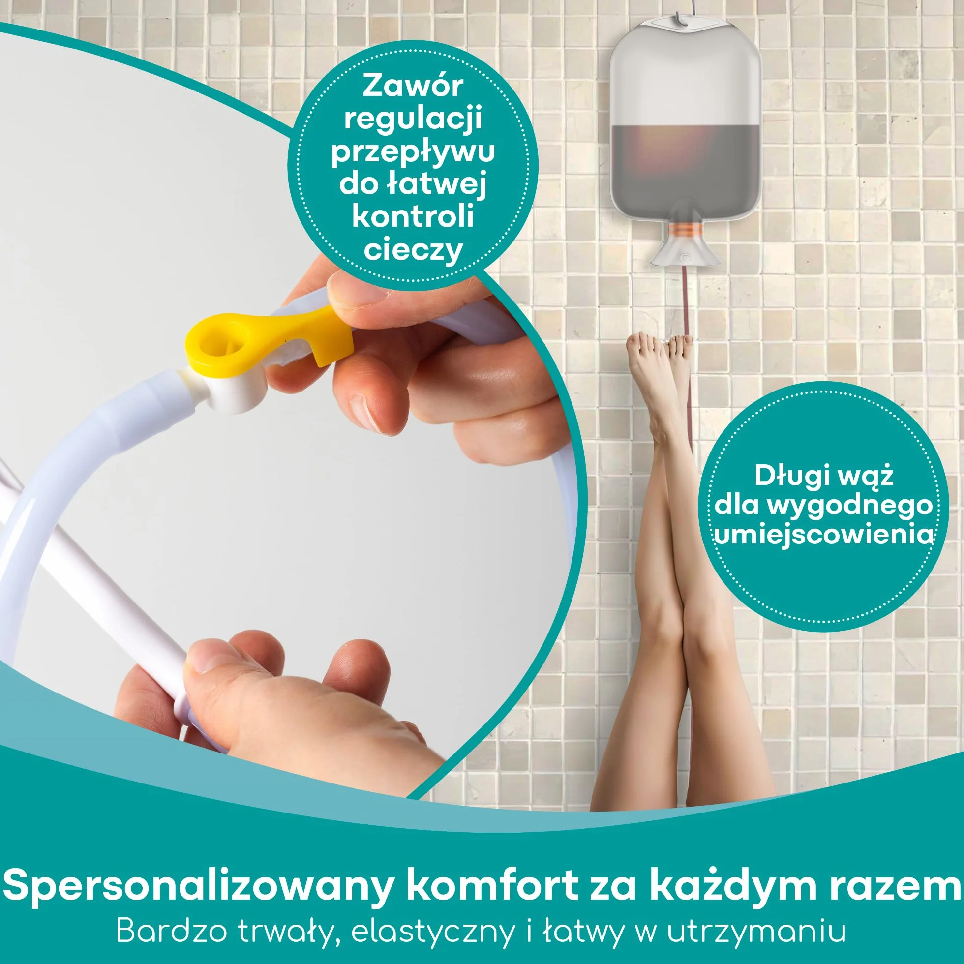Medi Grade Zestaw do Lewatywy Oczyszczanie Jelita Grubego 2L Przejrzysty Nietoksyczny Torba