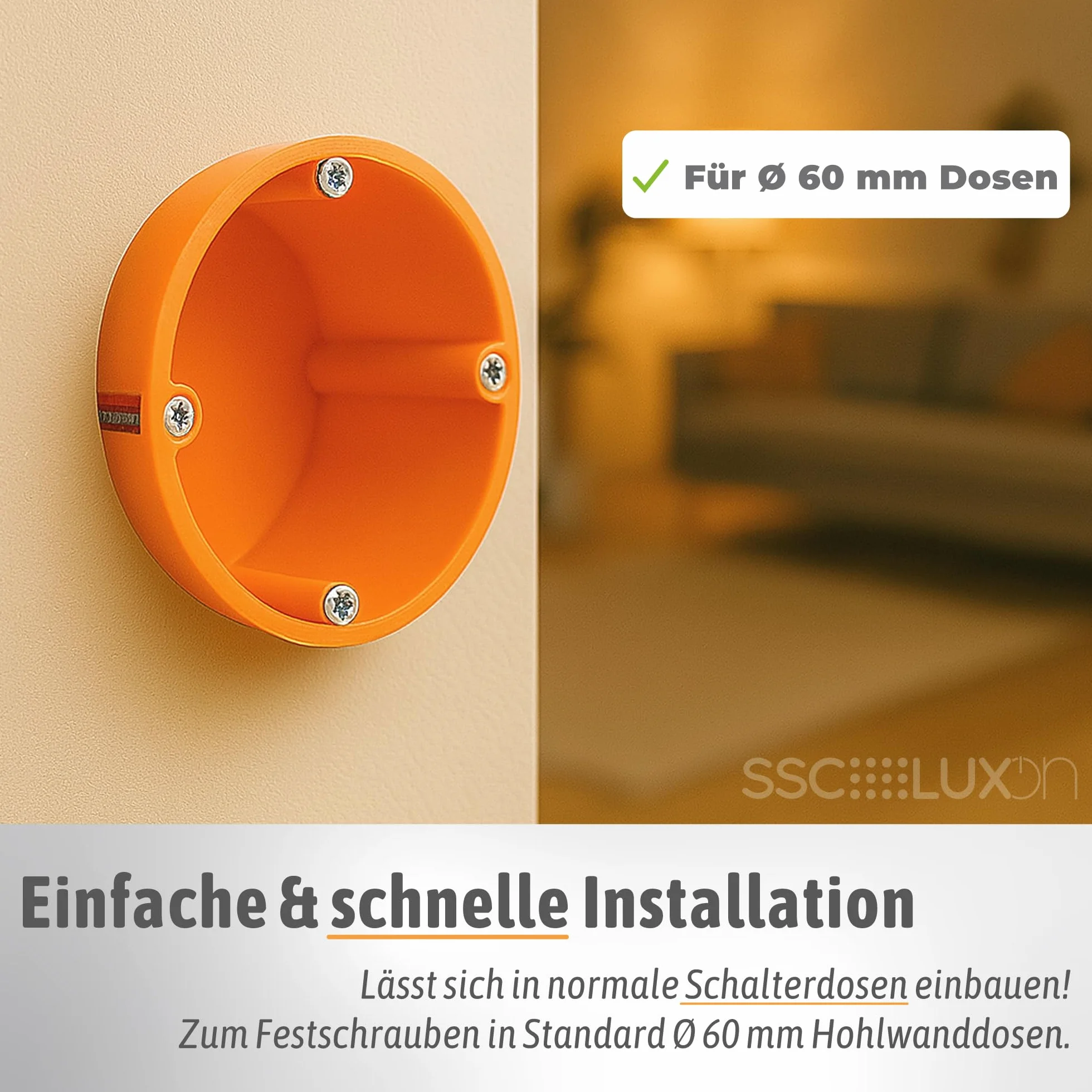 SSC-LUXon Lunoriis uniwersalny ściemniacz obrotowy, podtynkowy, 5-250 W, LED, halogenowy, sekcja fazy, ściemniacz 230 V, do puszki podtynkowej, 60 mm, osłona, biały