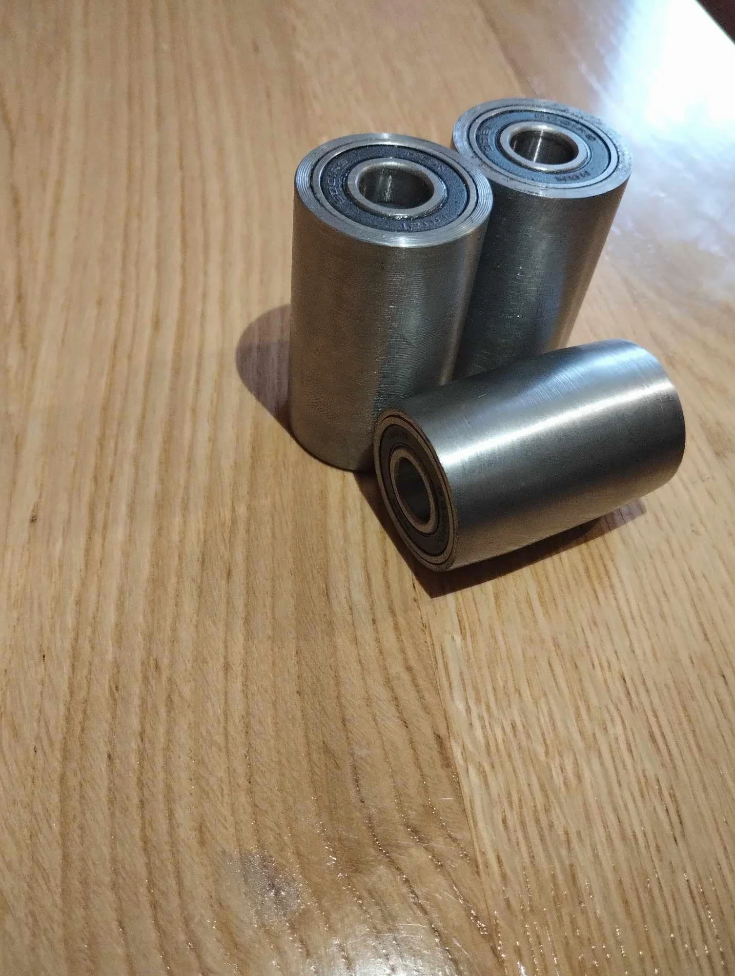 Rolki do szlifierki taśmowej, Belt sander rollers, set of 3, 100 mm belt, S235 steel, polished, adjustable, mounting on pins or M12 screws