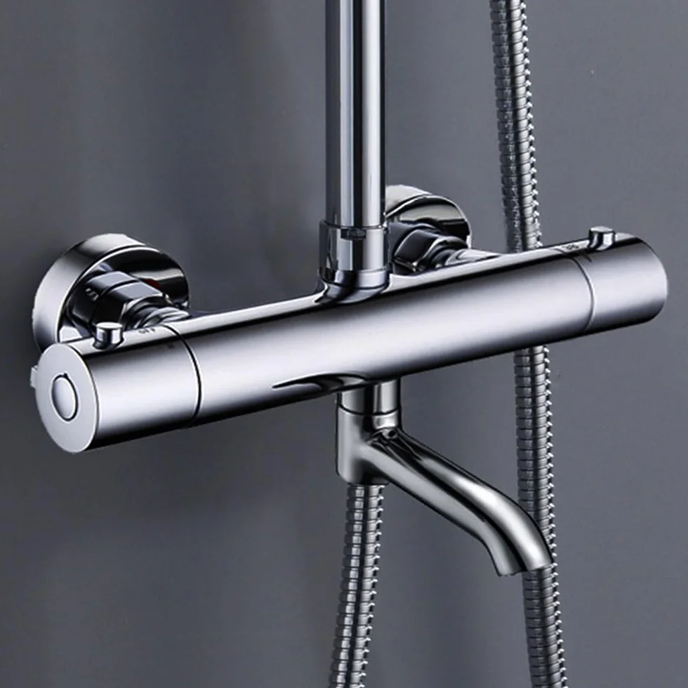 Kibath L455521 kolumna prysznicowa termostat okrągła armatura wylewka Plus, chrom błyszczący
