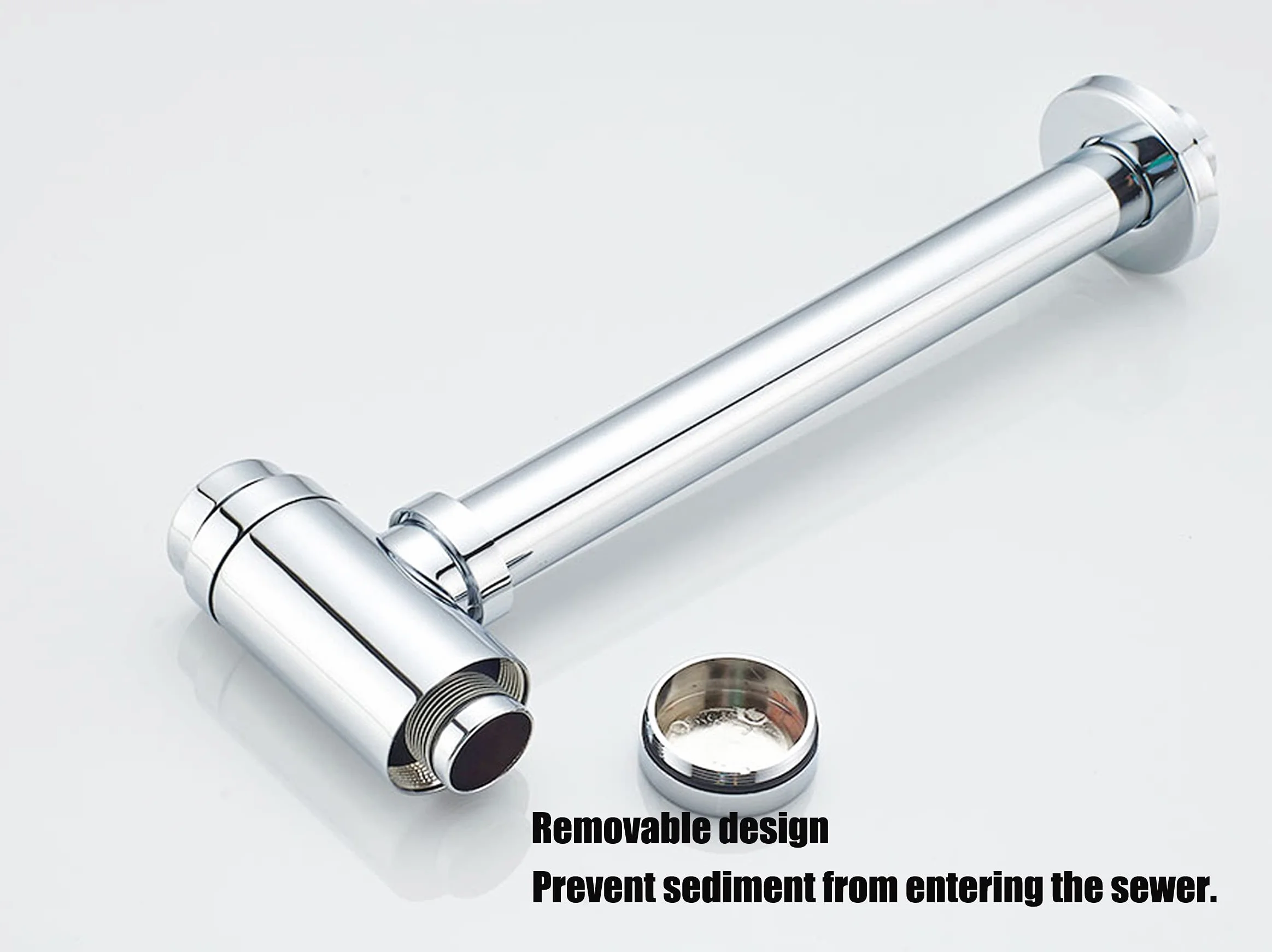 EXLECO Syfon 1 1/4" x Ø 32 mm ze stali nierdzewnej, regulowane zamknięcie antyzapachowe, uniwersalny chromowany syfon rurowy, ochrona przed zapachem do umywalki łazienkowej
