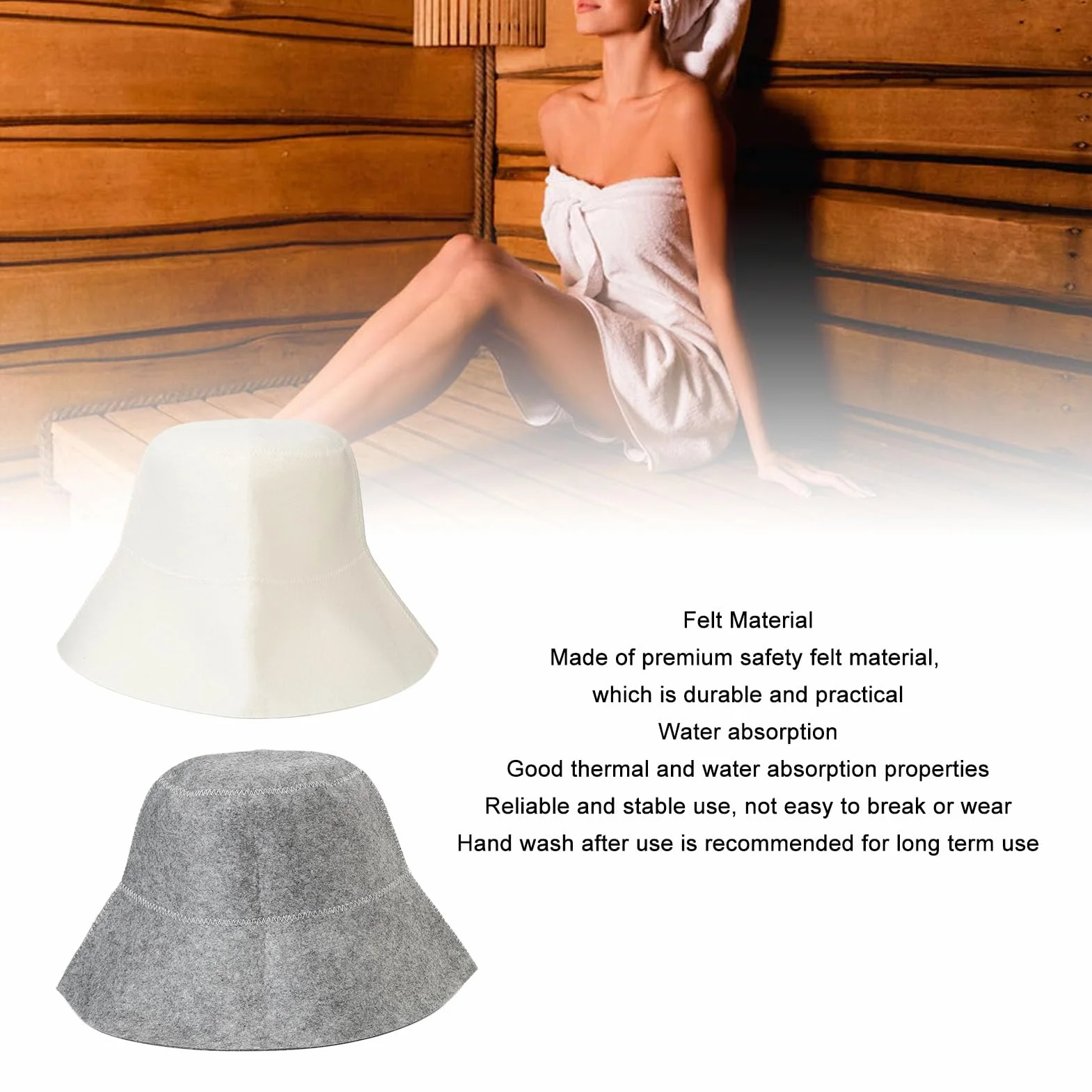 Czapka do Sauny Ochrona Głowy Absorpcja Wody Biała Szara