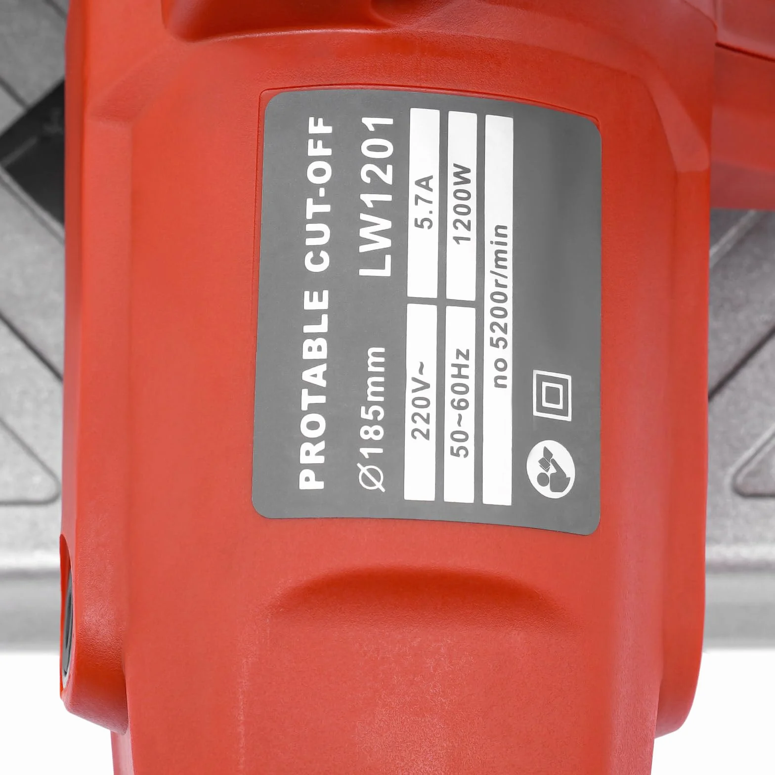 Piła ukośna do metalu 1200 W – piła ukośna z prędkością 5200 obr./min, kąt cięcia 0-45°, brzeszczot 185 mm, do cięcia stali, metali nieżelaznych, profili żeliwnych (czerwona)