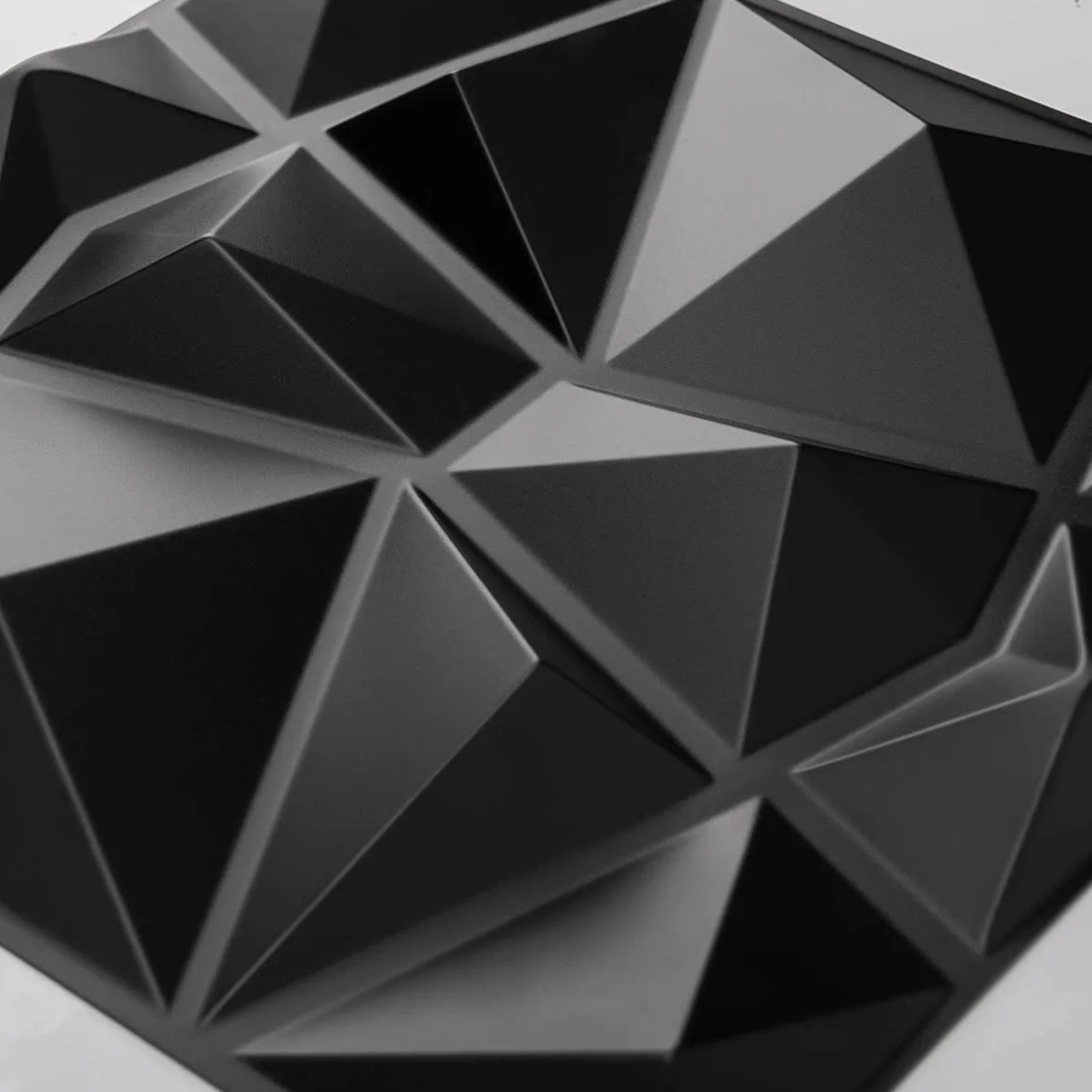 Art3d Dekoracyjne panele ścienne 3D w diamentowym designie, 30 x 30 cm, czarny matowy (33 szt.)