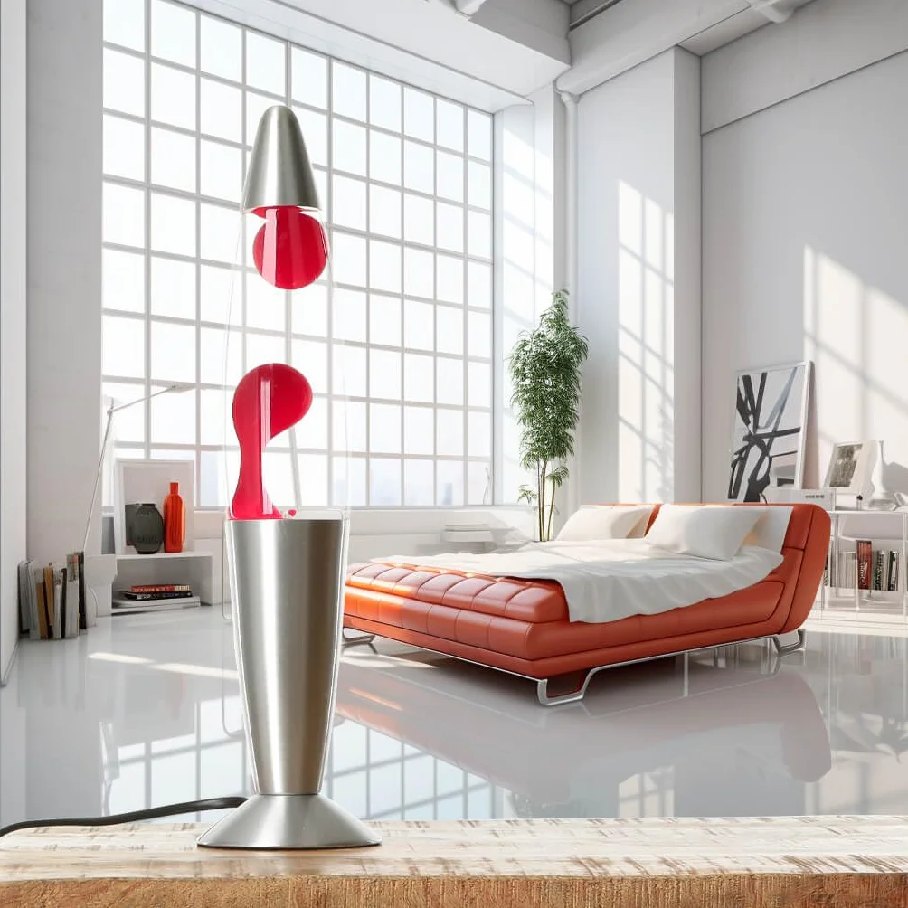 Mini lampa lawa czerwona, lampa retro, mała, mocna, uspokajająca, 36 cm, pomysł na prezent świąteczny, w tym żarówka, G9 25 W z przełącznikiem kablowym, lampa wulkaniczna