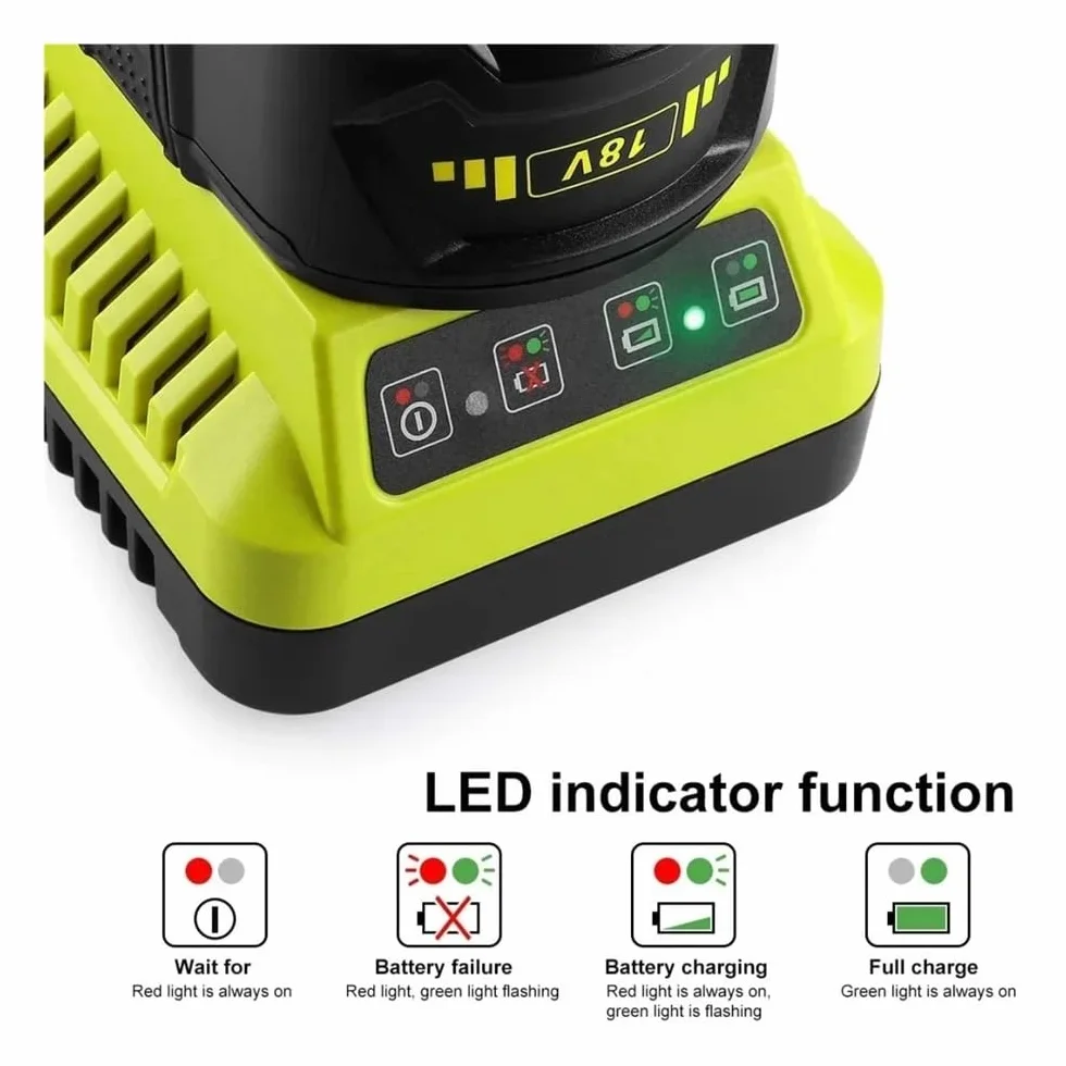 Kompatybilny z ładowarką Ryobi, ładowarką P117 12V-18V akumulator litowo-jonowy akumulator niklowy uniwersalna ładowarka(AU)