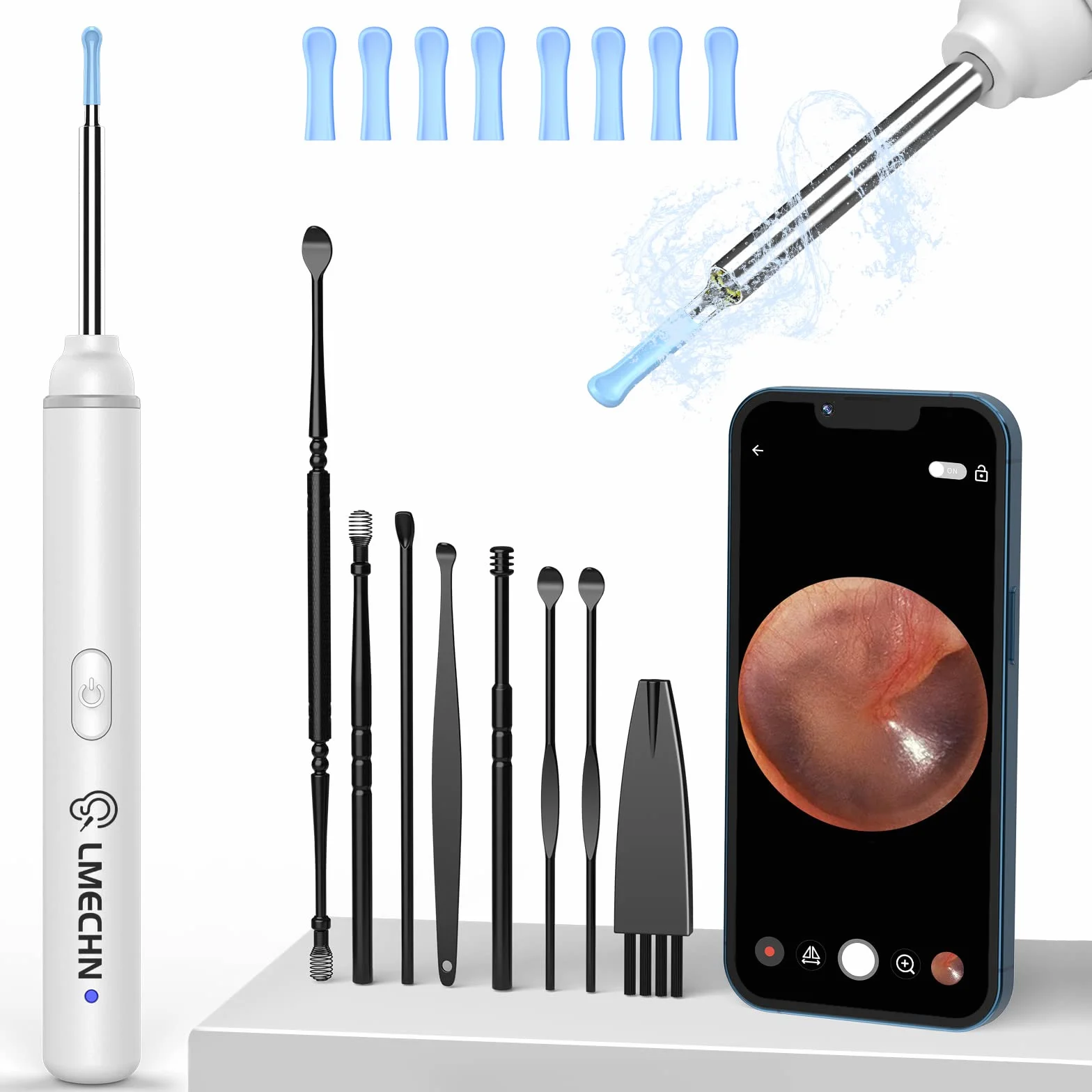 Otoskop HD 1920P Wodoodporna kamera do uszu IP67 6 diod LED iOS Android (biały)